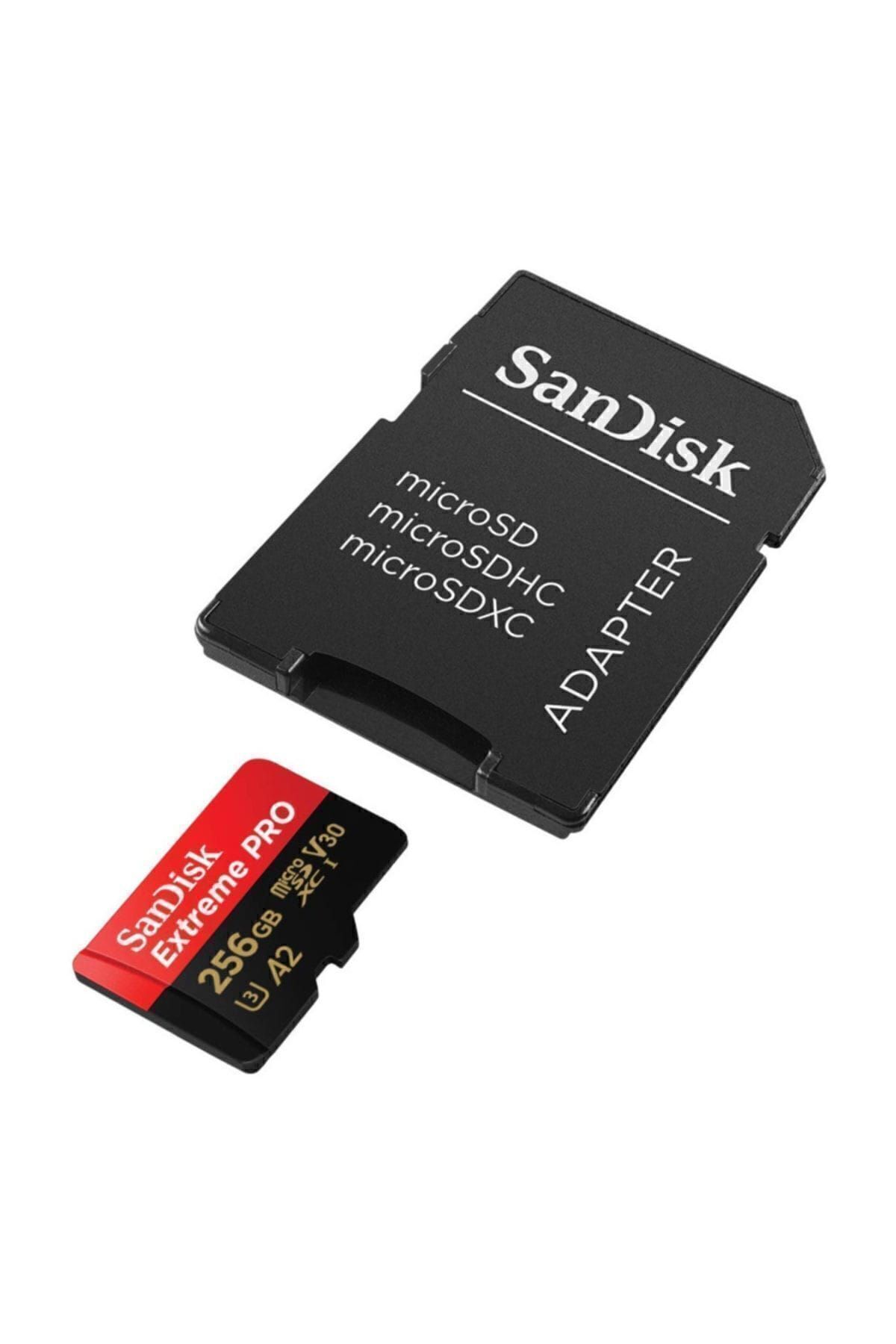 Sandisk Extreme Pro 256 GB MicroSDXC Hafıza Kartı U3 A2 170MB/s +SD Kart Adaptörü SDSQXCZ-256G-GN6MA