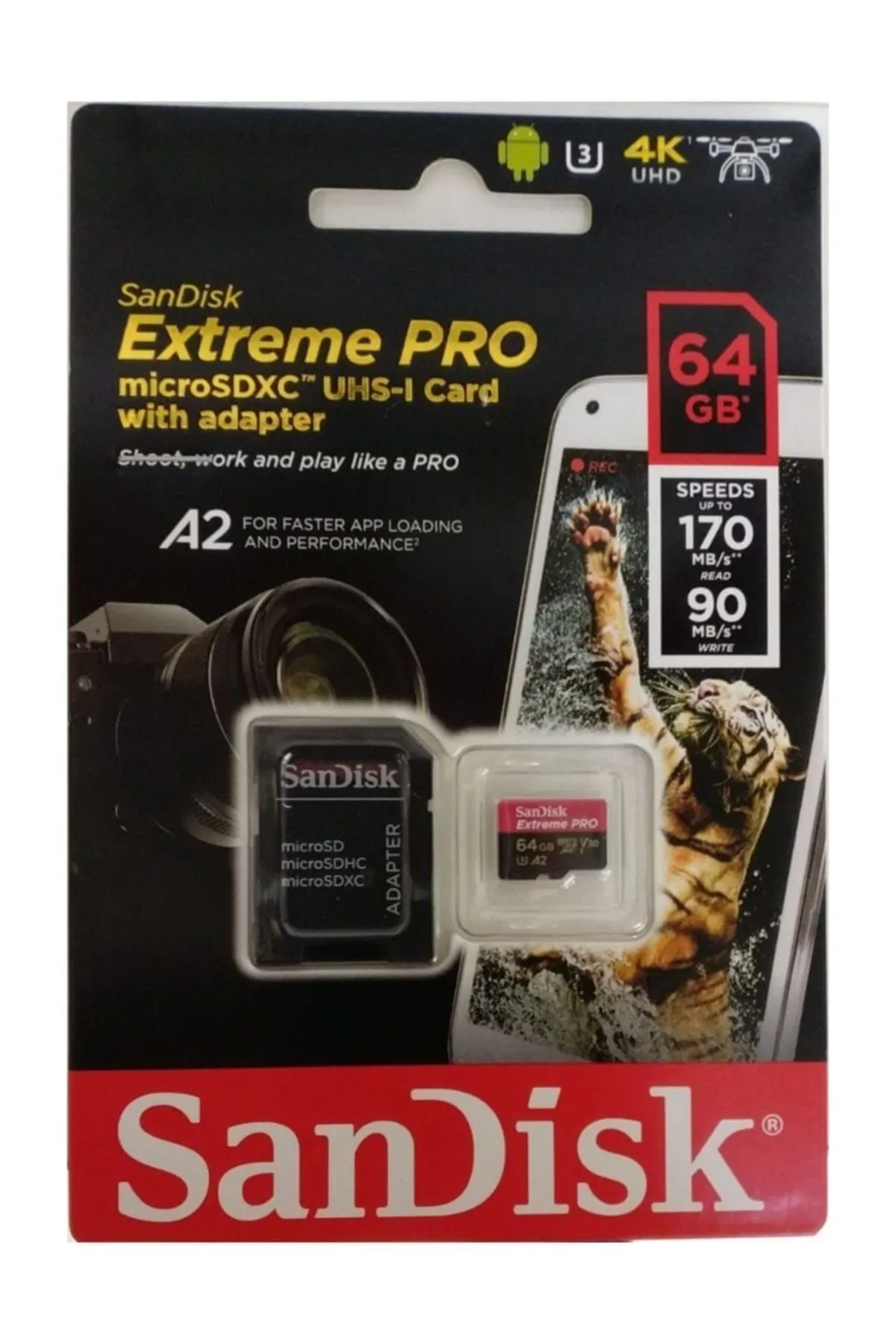 Sandisk Extreme Pro 64 GB Micro SD Hafıza Kartı A2 170MB/s