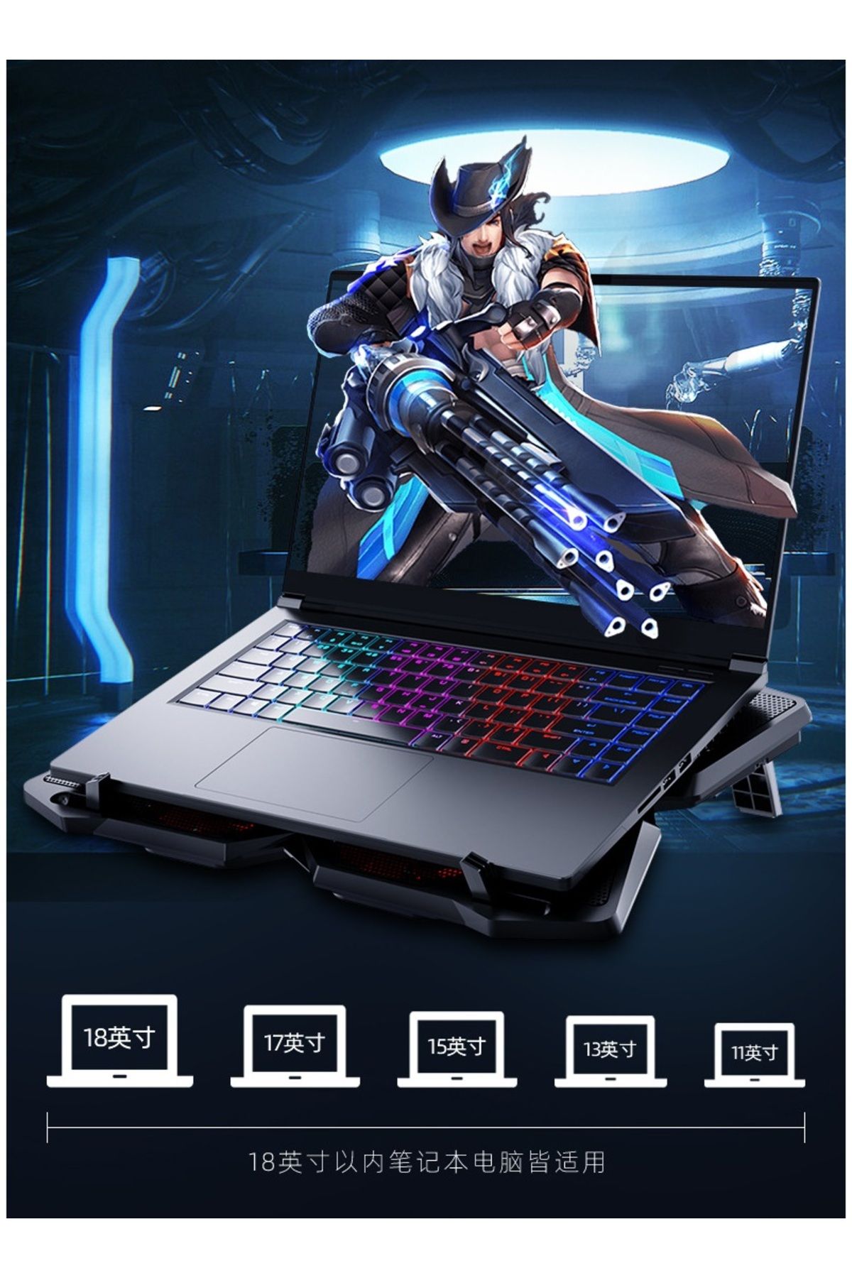 Mettzchrom F4 Plus Gaming Pro Oyuncu Notebook Soğutucu Ledli Ayarlanabilir 4 Fanlı Laptop Soğutucu