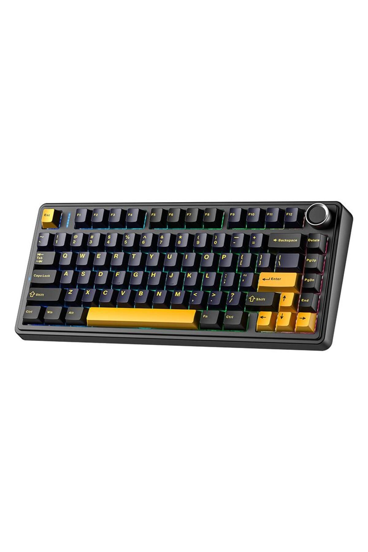 Aula F75 Mekanik Rgb Tkl Gray Switch Kablosuz Makrolu Hot Swap Klavye Siyah