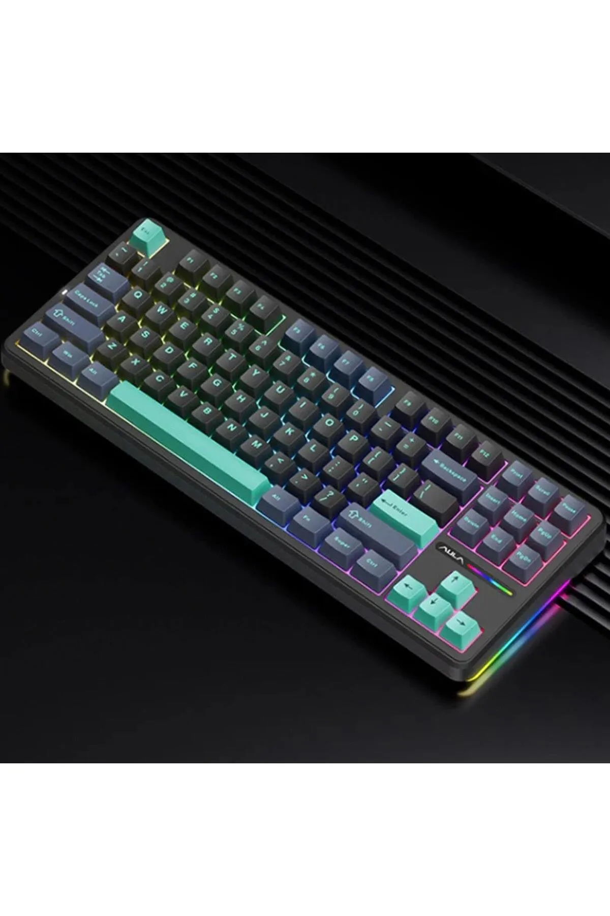 Aula F87 Mekanik Rgb Tkl Graywood V4 Switch Kablosuz Makrolu Hot Swap Klavye Siyah