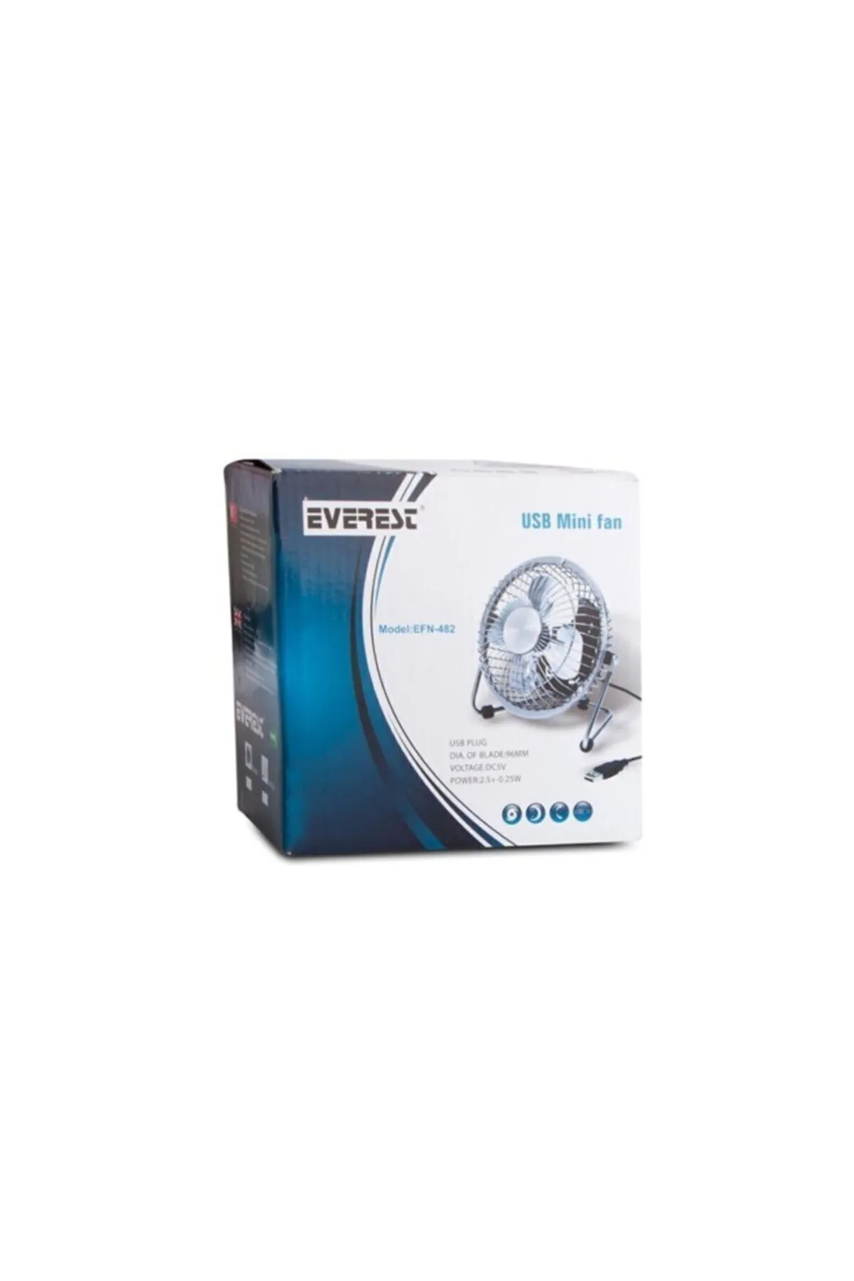 Everest Fan Usb Masaüstü Metal 360° Ayarlanabilir Ultra Sessiz Siyah Fan Efn-482