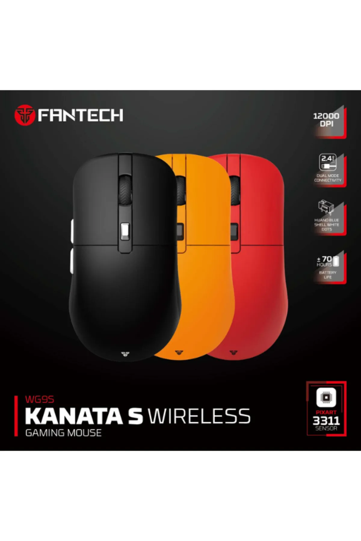 ULUGAMES Fantech Kanata S Wireless Wg9s Paw3311 Kablosuz Oyuncu Faresi