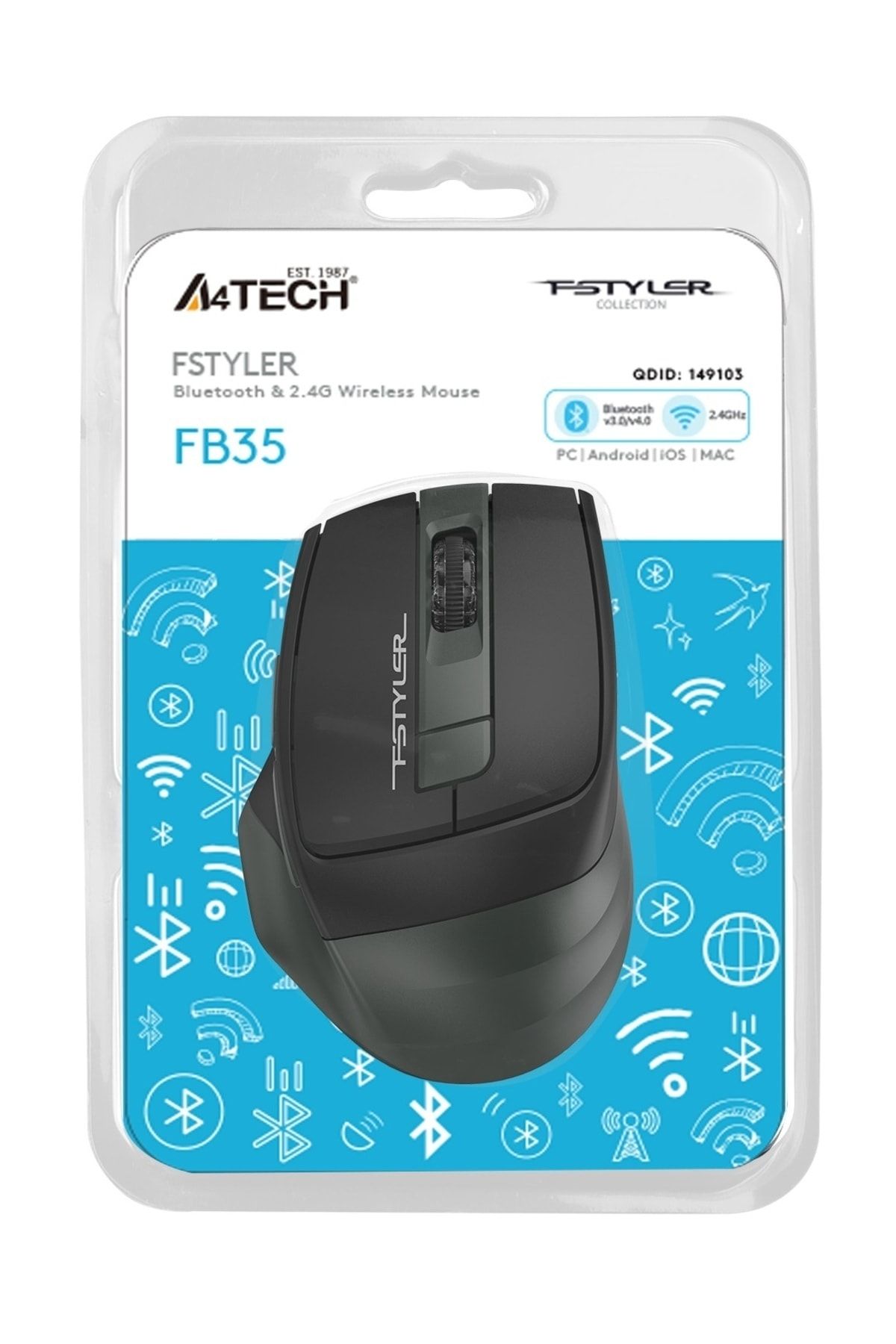 A4 Tech Fb35 Yeşil Bluetooth+2.4G Nano Kablosuz Optik 2000 Dpi Mouse