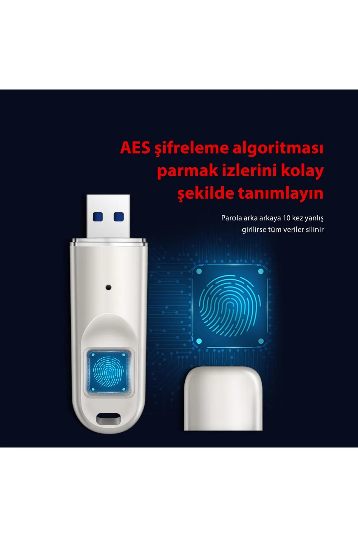 DM Fd069 Parmak Izi Okuyuculu Şifreli Usb 3.0 128gb Flash Bellek