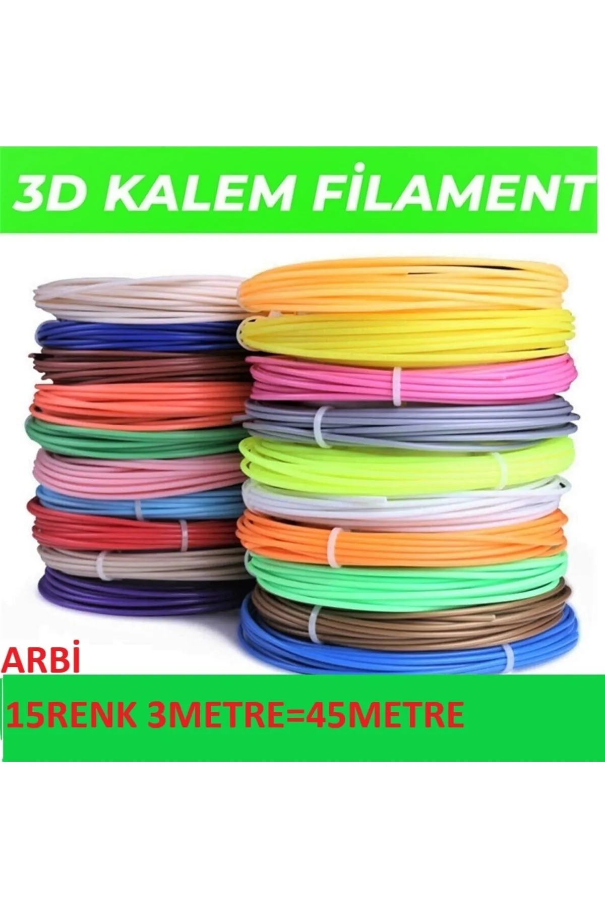 ithalattan Filament 3d Kalem Yazıcı Için 15renk 3metre= 45metre