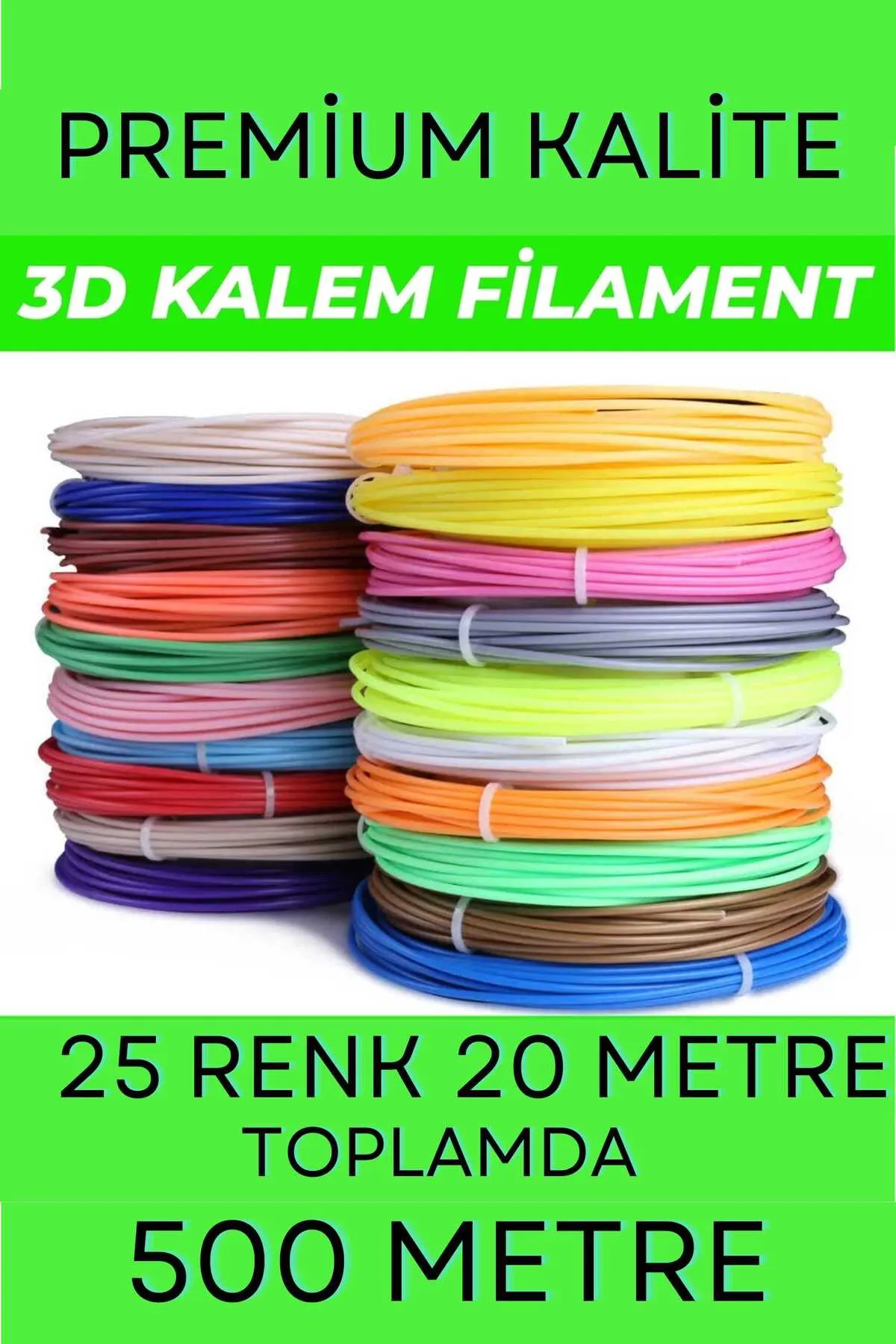 Goplast Premium Filament 500 Metre 3d kalem Filament (25 X 20 Metre) (KALİTELİ PREMİUM ÜRÜN) 3d kalem filament