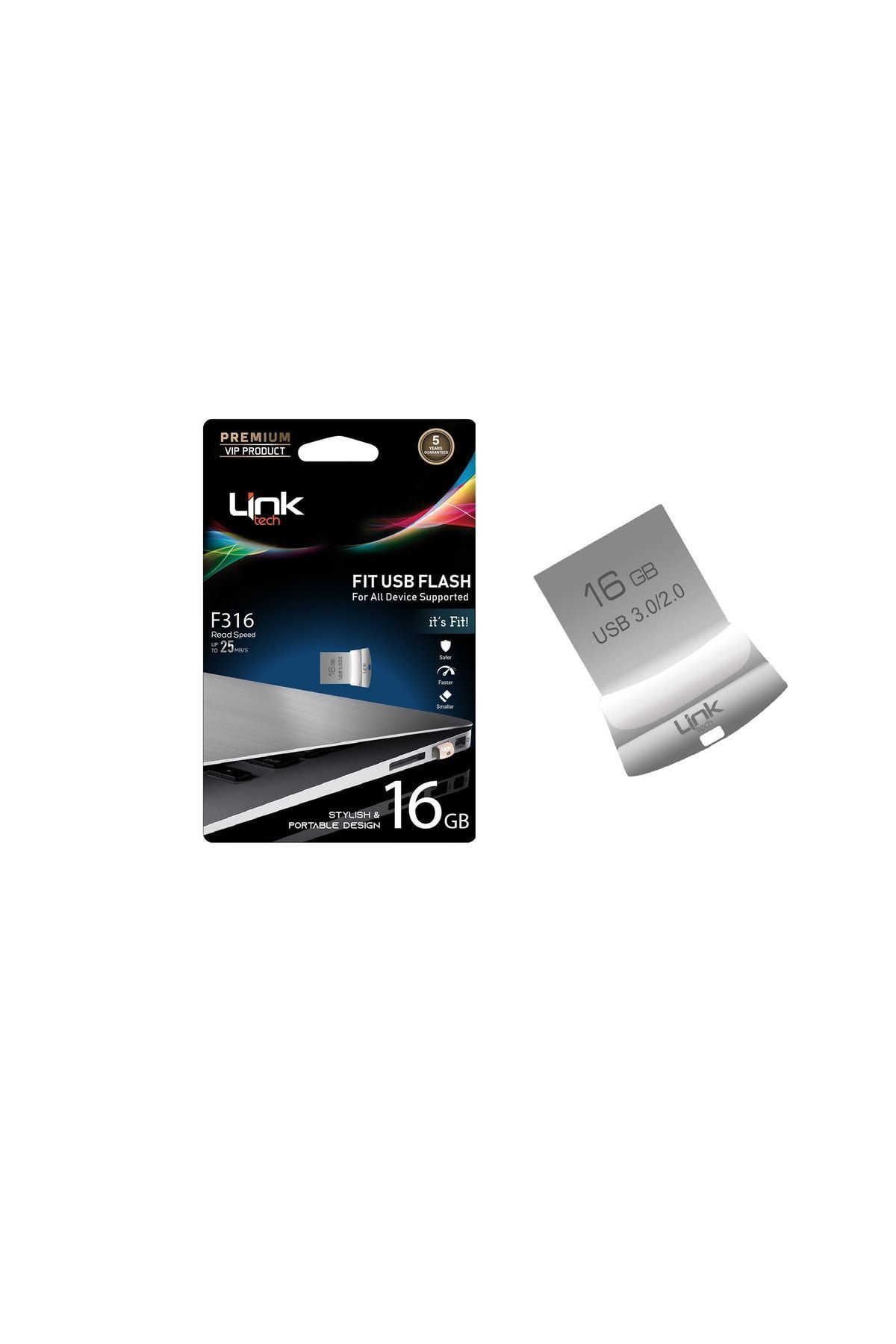 LinkTech Fit Premium 16gb Metal 25mb/s Usb Flash Bellek