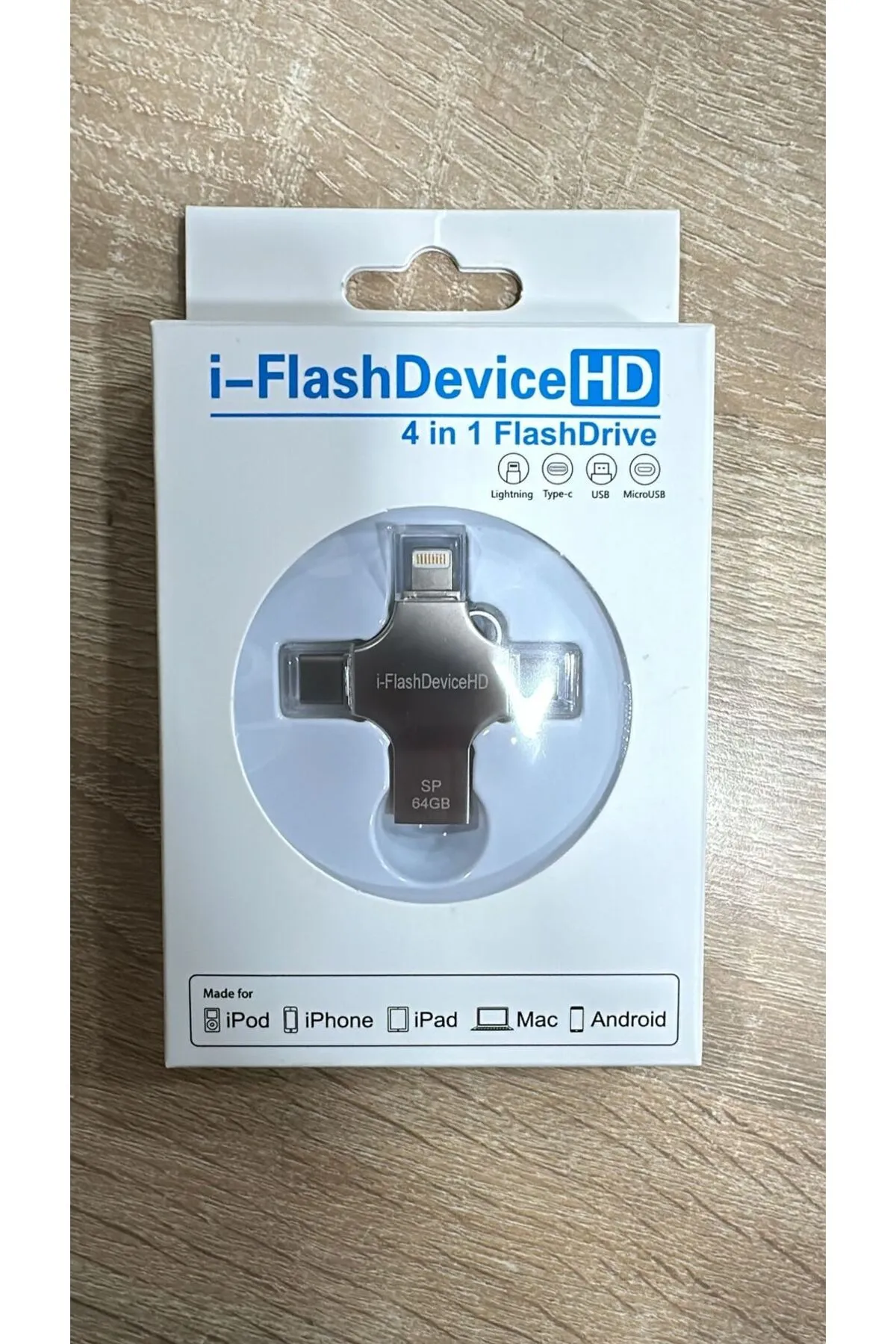 ONREZ Flash Bellek 4 In 1 Usb Type-c Ios Lightning Otg Hepsi Bir Arada Usb 3.0 64 Gb