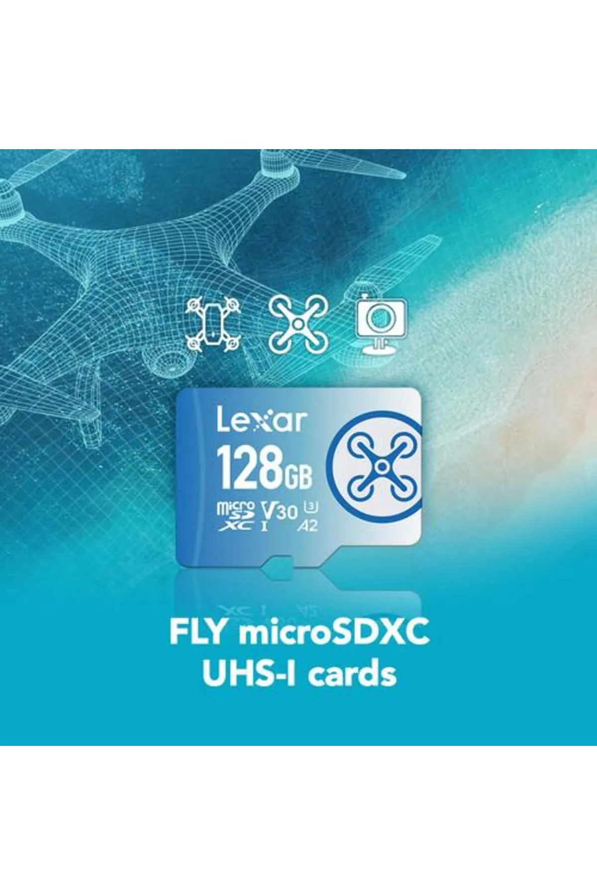 Lexar Fly 128GB Micro SD 160MB/60Mbs 4K V30 Hafıza Kartı