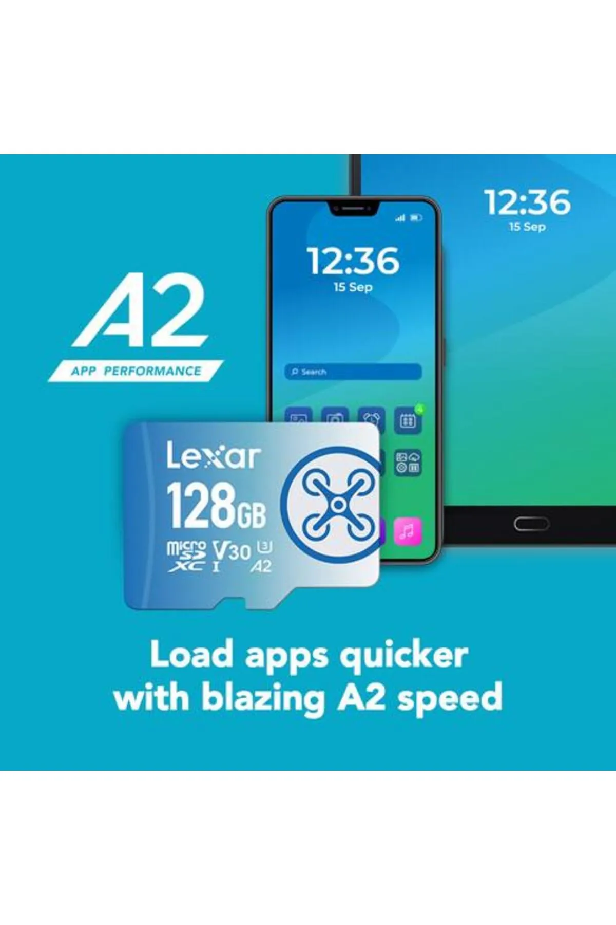 Lexar Fly 128GB Micro SD 160MB/60Mbs 4K V30 Hafıza Kartı