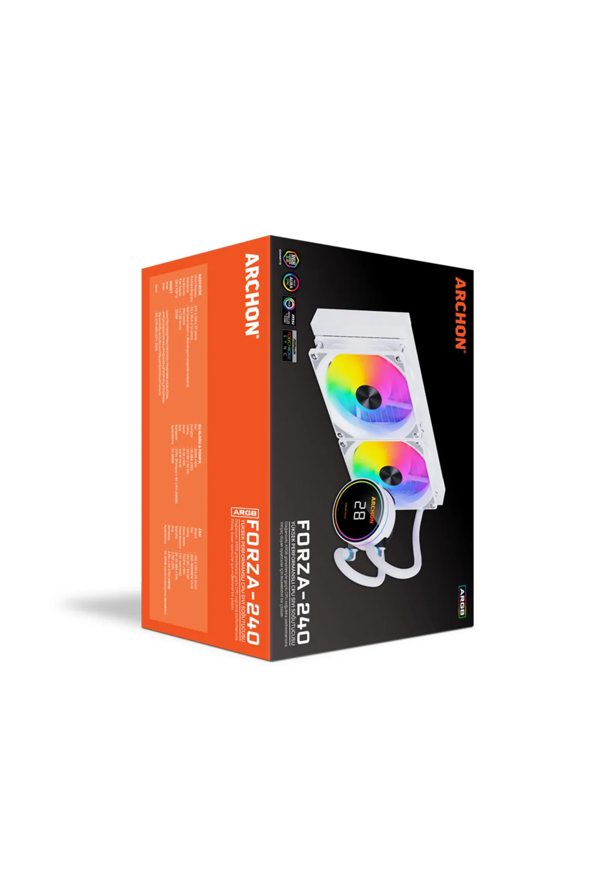 Archon FORZA-240 240mm A-RGB Fanlı Cpu Soğutucu Sıvı Soğutma Sistemi İşlemci Fanı Beyaz