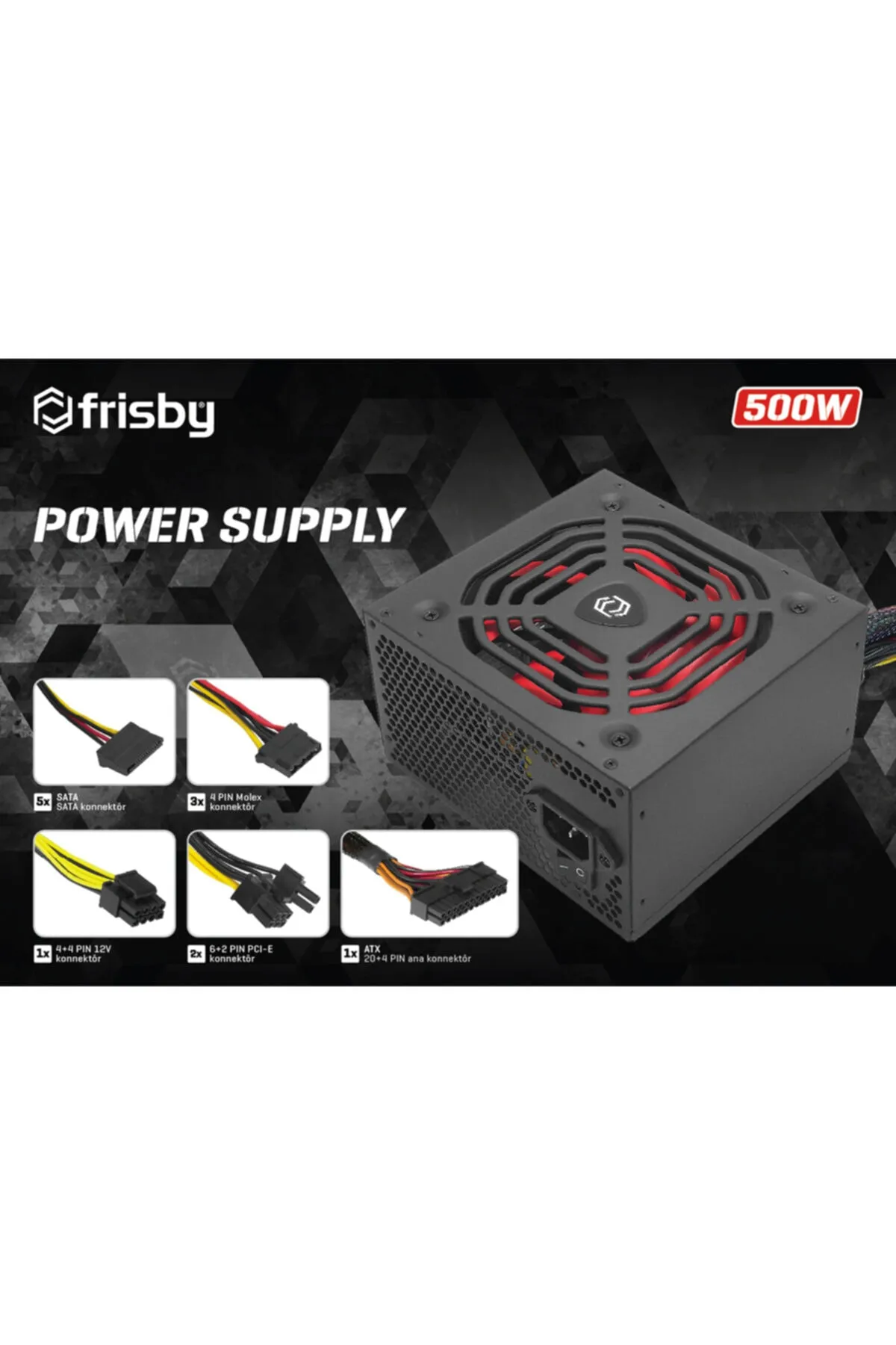 Frisby Fr-ps50f12b 500w 12cm Fanlı Siyah Pcı-e 6+2 Pin Sessiz Power Supply Pc Güç Kaynağı