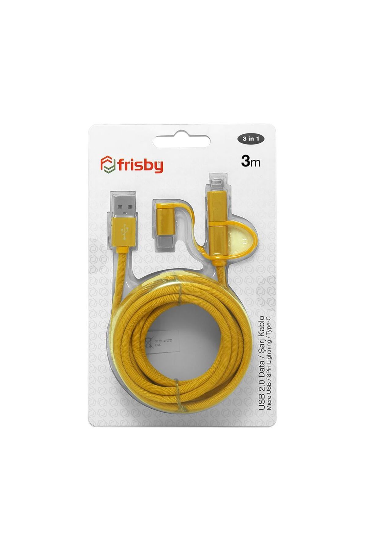 Nusrat Bilişim Frisby FA-7556UC USB Data - Şarj Kablo (iOS-Android) (3m)