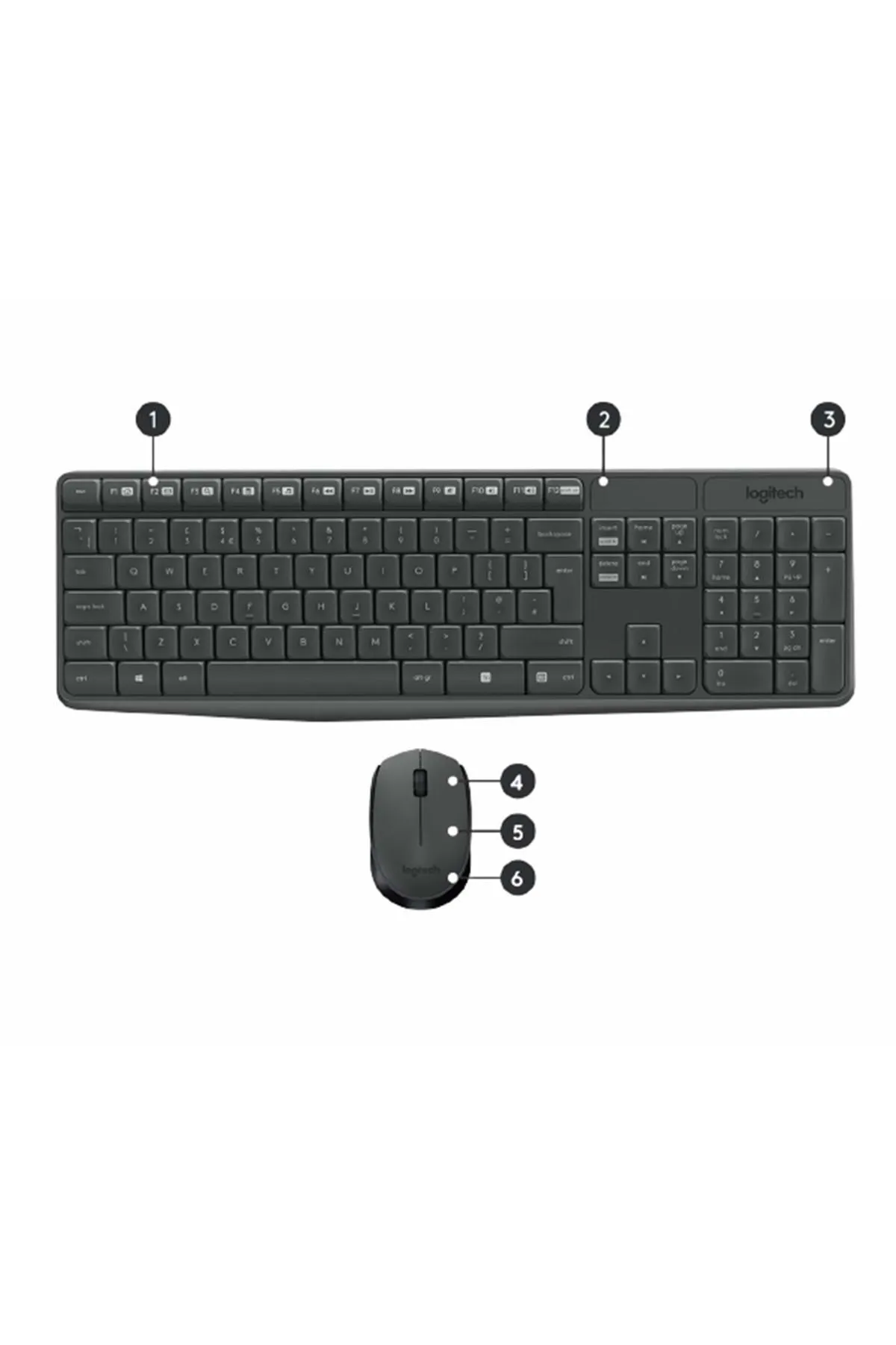 starnewstore Fyd Mk235 Kablosuz Q Trk Siyah Multimedya Klavye - Mouse Set 920-007925 Modern Tasarım 826334 LOG I