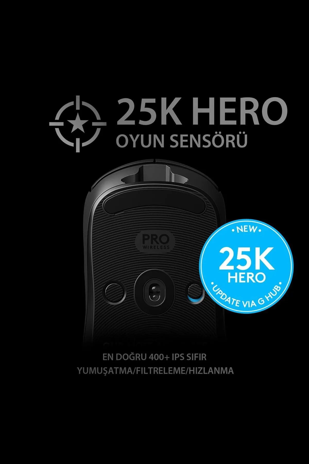 Logitech G Pro Hero Wireless Sensör Kablosuz Oyuncu Mouse Siyah Lightspeed