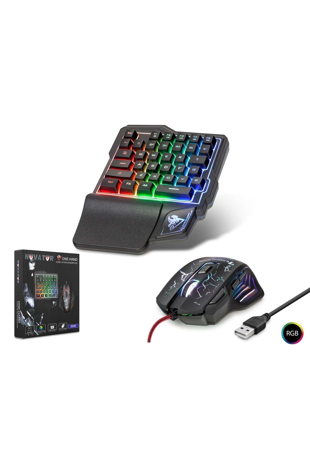 NOVATOR G506 Oyun Klavye & Mouse Set Ledli Kablolu Q 600/1800 Dpı (PUBG DESTEKLEMEZ)