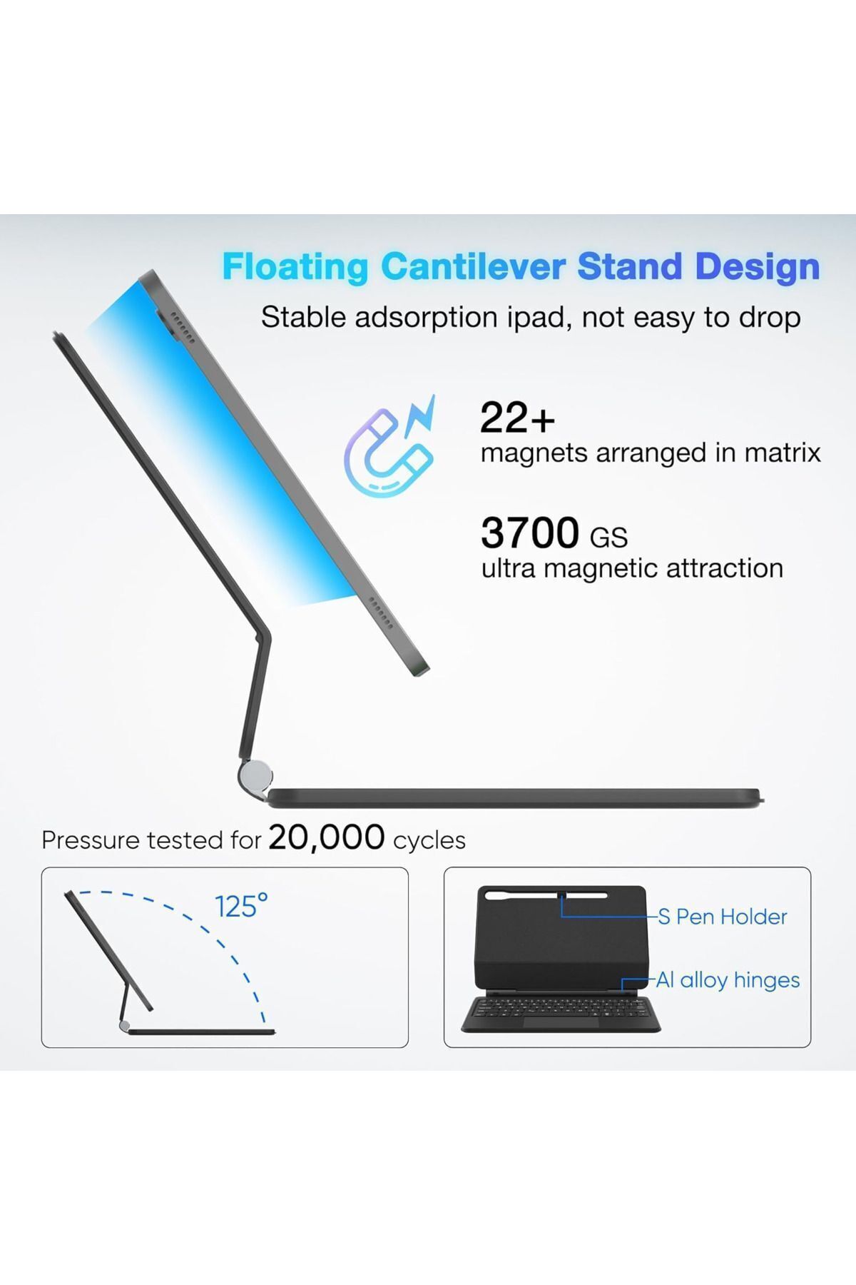 Fogy Galaxy Tab S7 FE (SM-T730/T733/T735/T736) Uyumlu Magic Keyboard Touchpad RGB Işıklı Klavyeli Kılıf