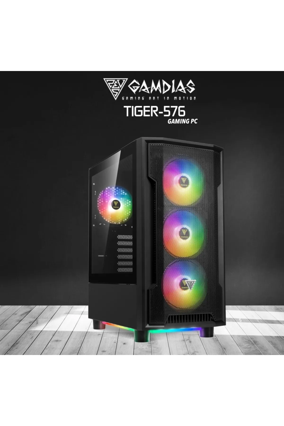 Gamdias Gamdıas Tıger-576, Ryzen 5 7600, 16gb Ddr5 Ram, 500gb Nvme Ssd, 8gb Gddr5 Rx580 Ekran Kartı, 750w Ka