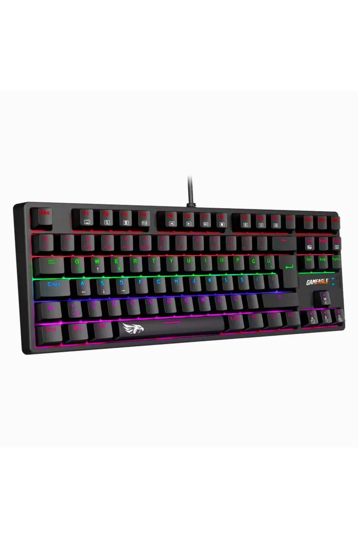 GAMİNGTECH Gameagle Fullflex MK-89X1 Rainbow Aydınlatmalı Oyuncu Gamer Gerçek Mekanik Işıklı Klavye Türkçe Q