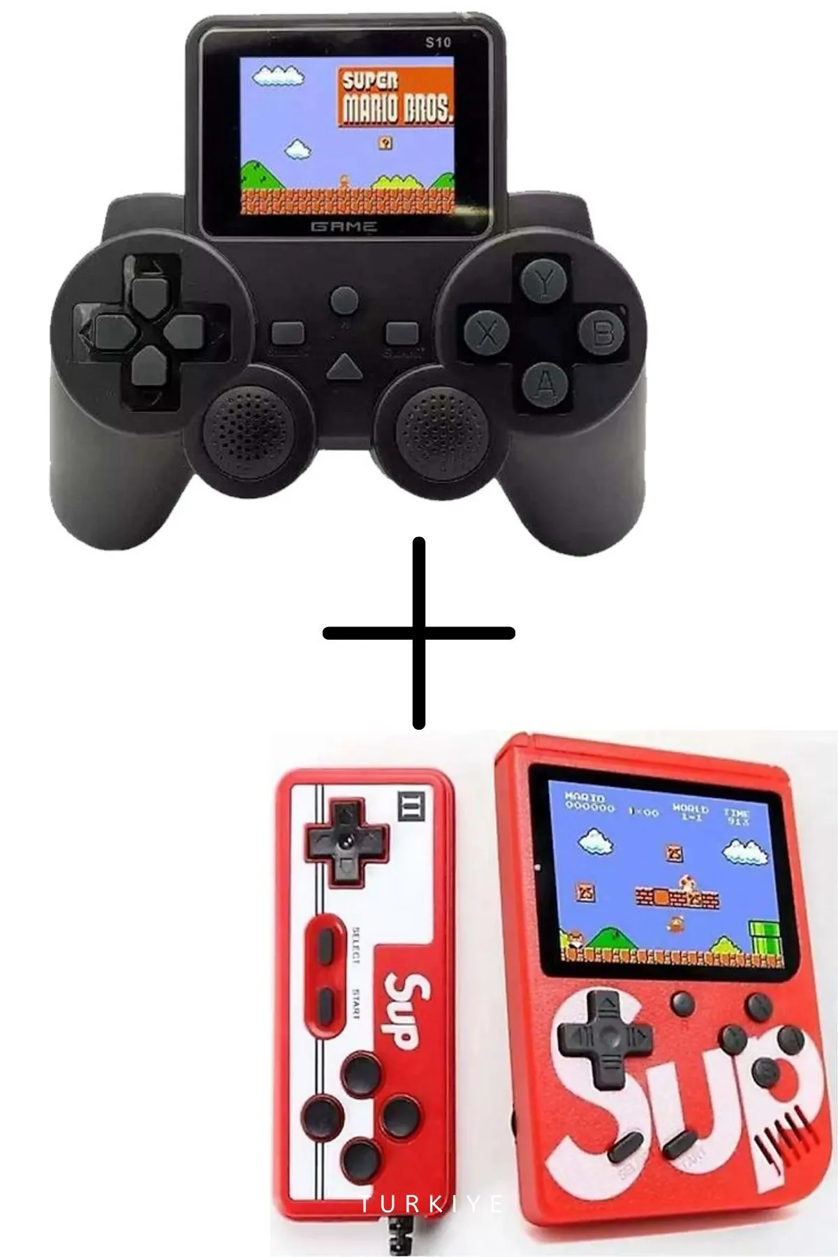 Wintoup Gameboy S10 Retro Konsol Kutusu Retro Joystick 520 Oyun&Nostalji Mini Atari İkili Set