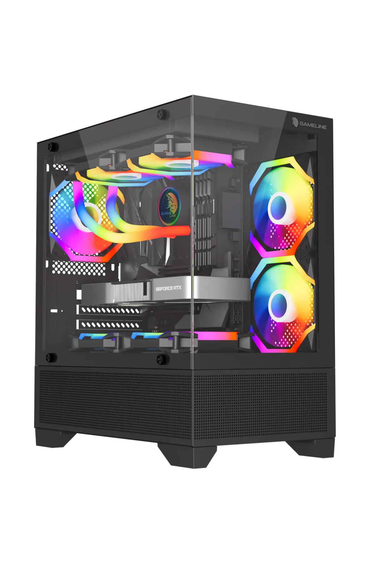 GAMELİNE Gameline ARMOR V3 3x RGB Fan Temperli Cam USB 3.0 Gaming Bilgisayar Kasası