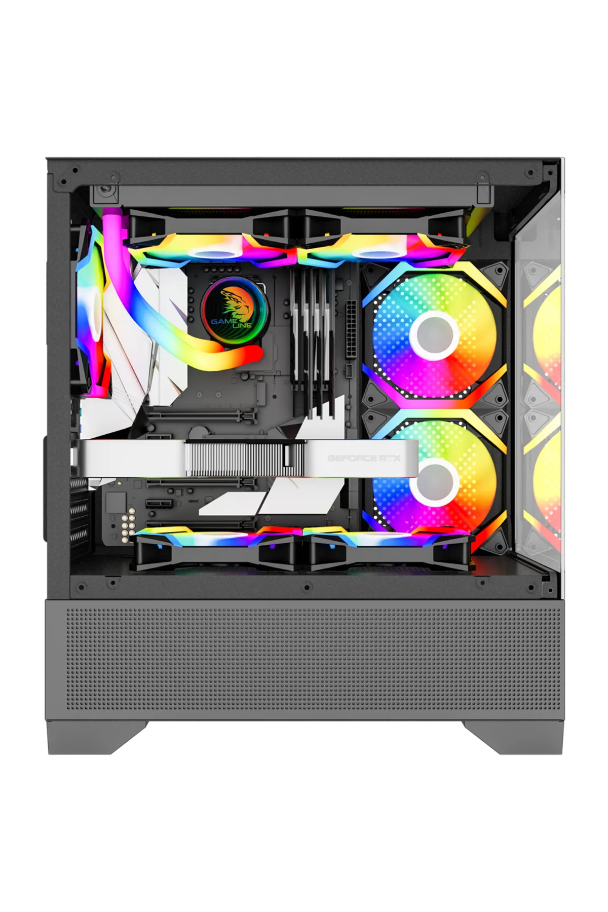 GAMELİNE Gameline ARMOR V3 3x RGB Fan Temperli Cam USB 3.0 Gaming Bilgisayar Kasası