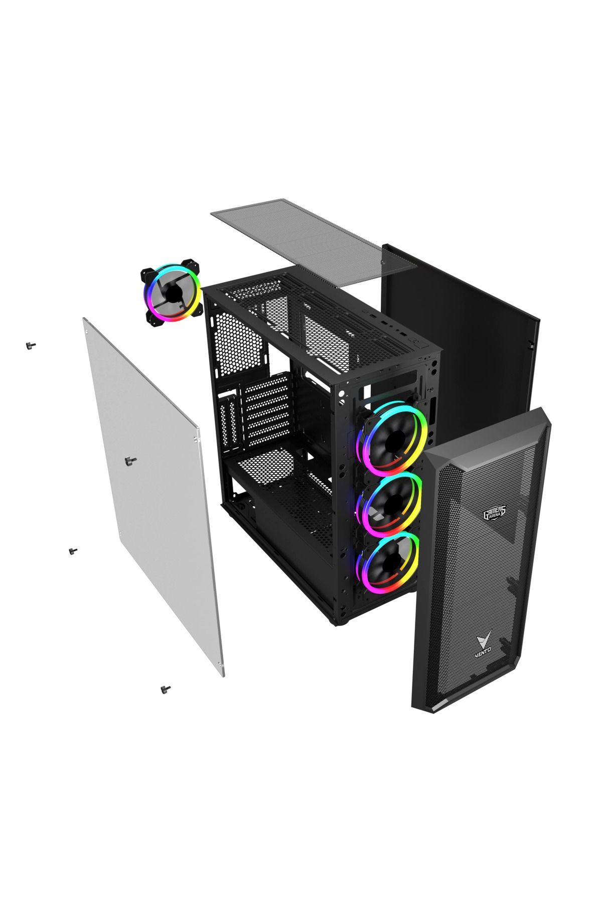 Vento GAMERS ARENA VENTO VG16AL MESH 4x120MM RGB FAN E-ATX GAMING KASA