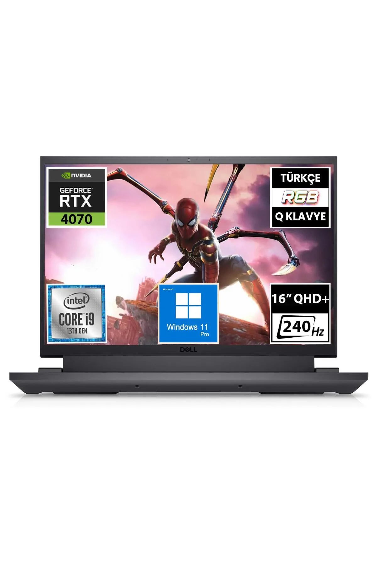 Dell Gaming G16 7630 G76302401024U10 i9-13900HX 32GB 1TBSSD RTX4070 16" QHD+ W11P Taşınabilir Bilgis