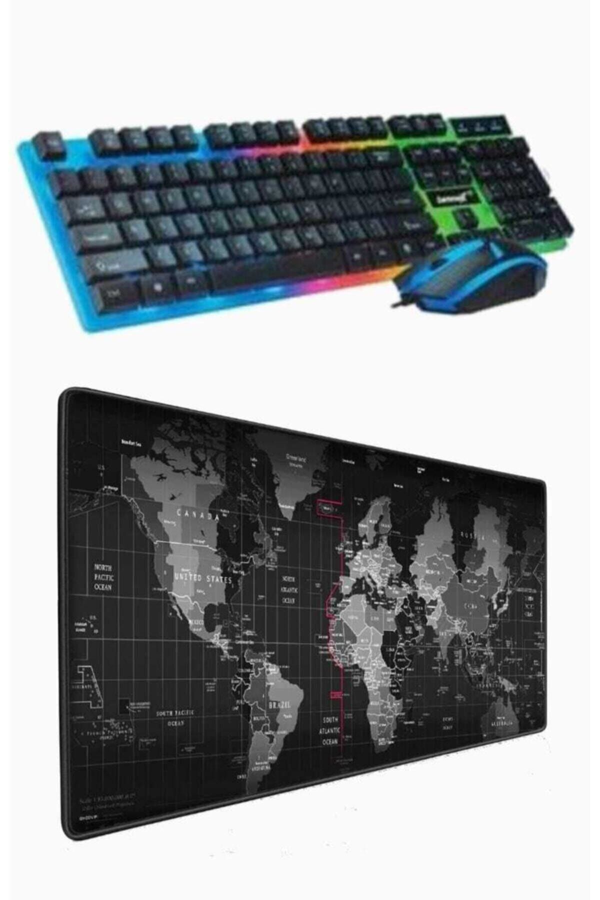 Voground Gaming Işıklı Klavye Game Klavye + 70x30 Mouse Pad Klavye Klavye + Mouse Pad