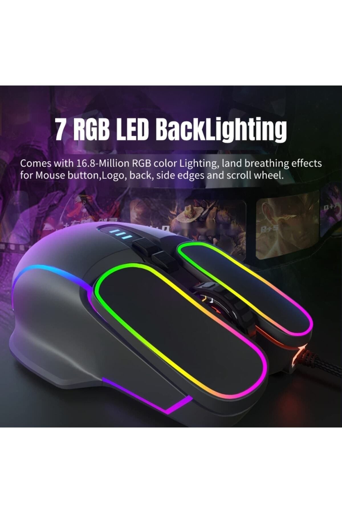 batcell Gaming Oyuncu Mouse Makro Tuşlu Rgb Ledli Ayarlanabilir Dpı