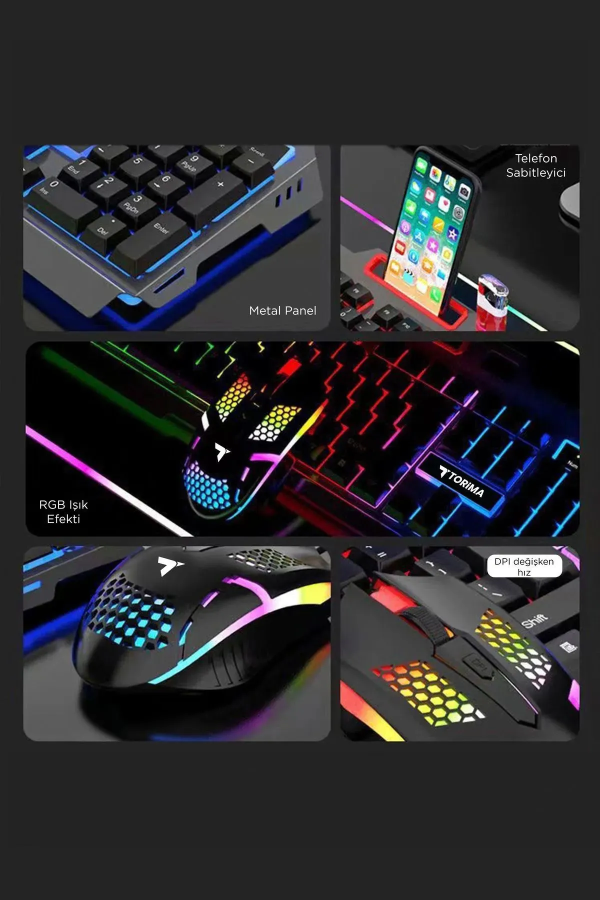 SNEXPRES Gaming Rgb Işıklı Kablolu Q Klavye ve Mouse Seti Siyah