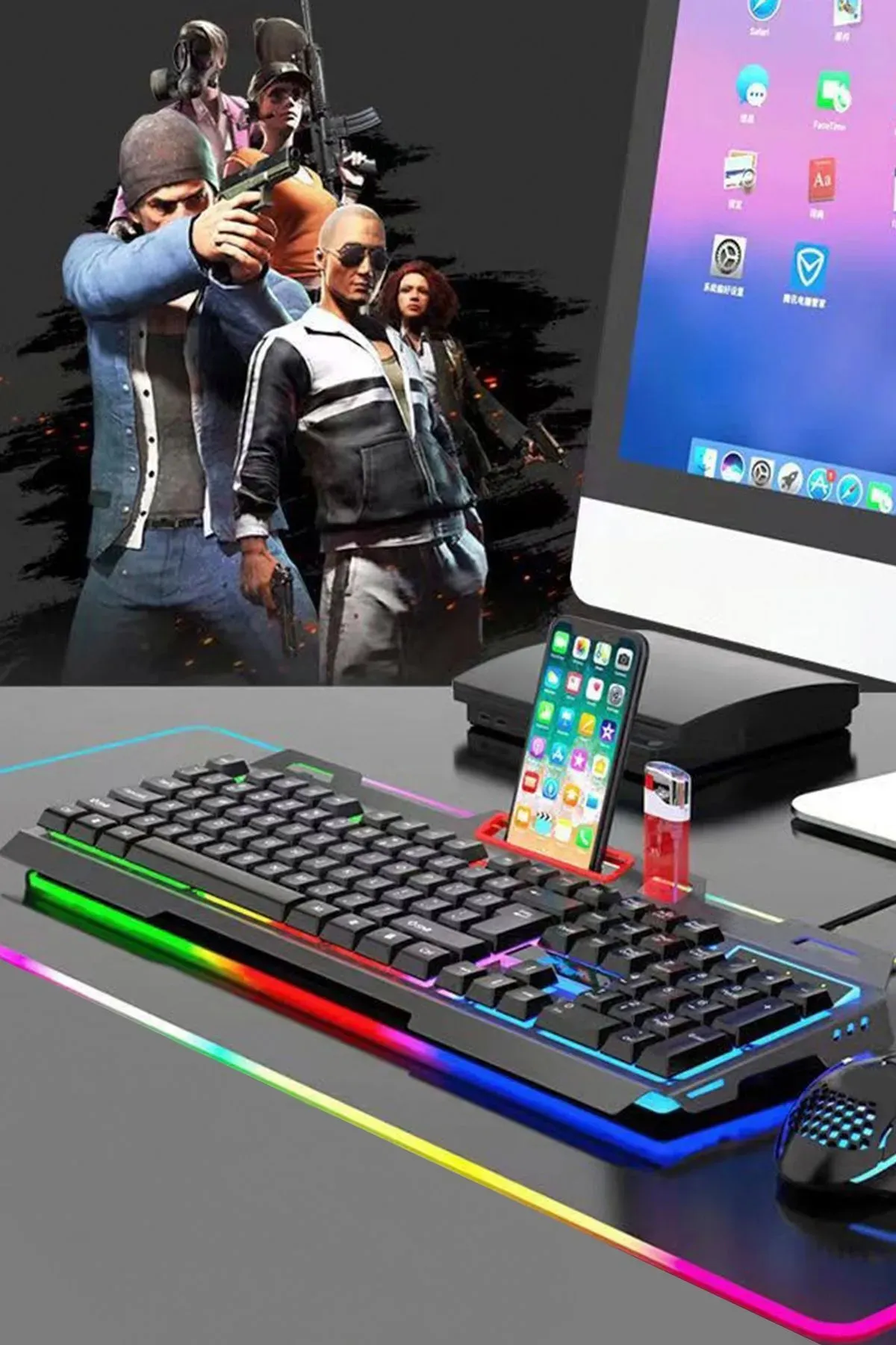 SNEXPRES Gaming Rgb Işıklı Kablolu Q Klavye ve Mouse Seti Siyah