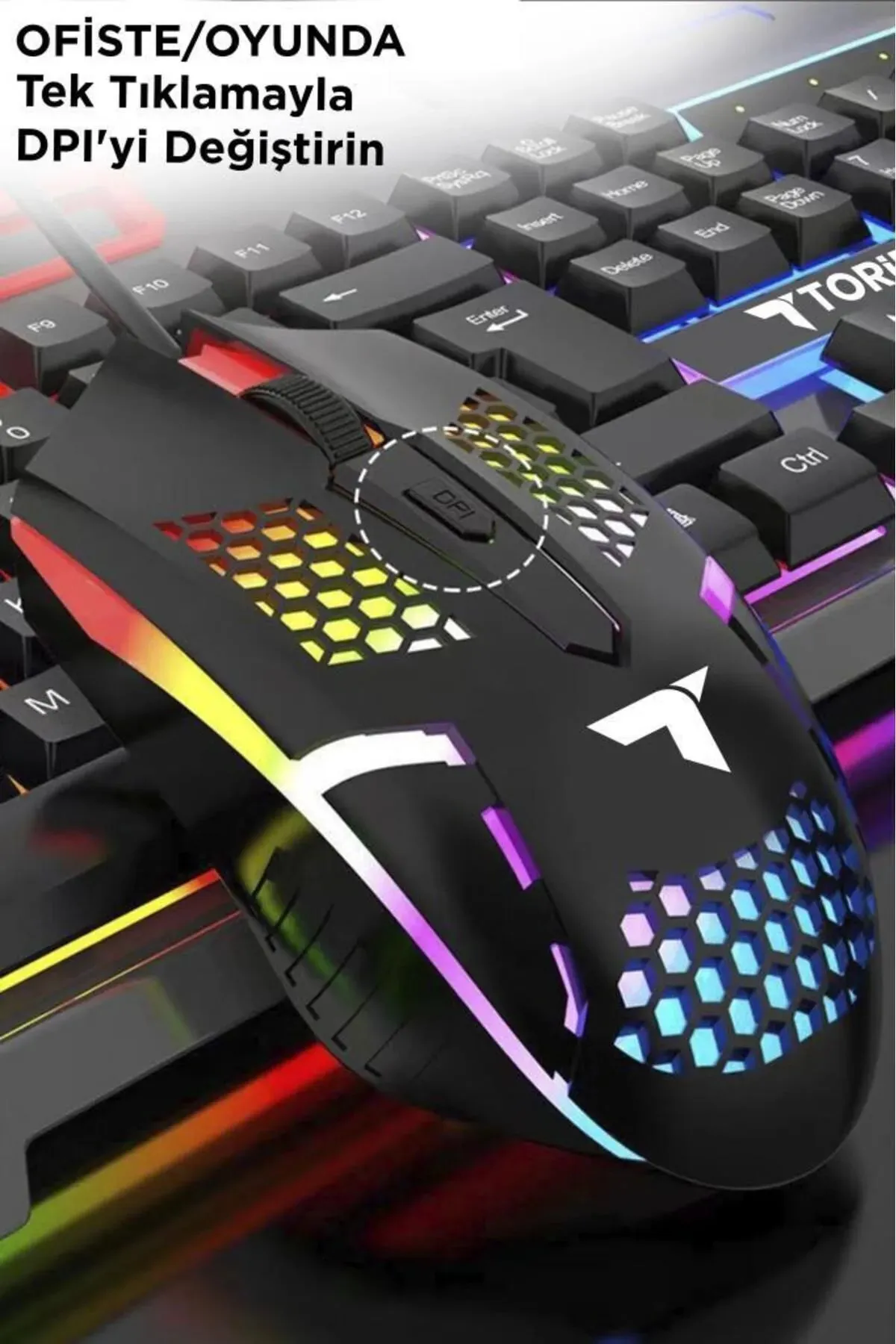 SNEXPRES Gaming Rgb Işıklı Kablolu Q Klavye ve Mouse Seti Siyah