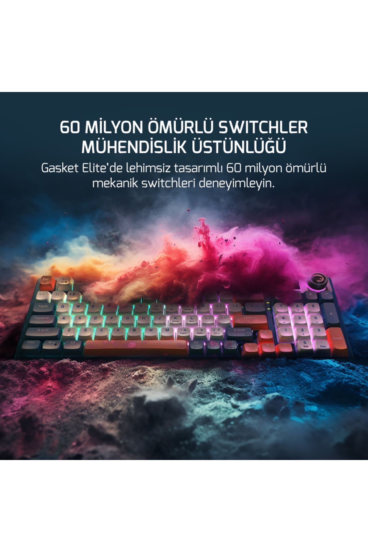 Gamepower Gasket Elite X RGB Wireless/Bluetooth/Kablolu Mekanik Hot-Swap Yağlı Switch Gasket Gaming Klavye