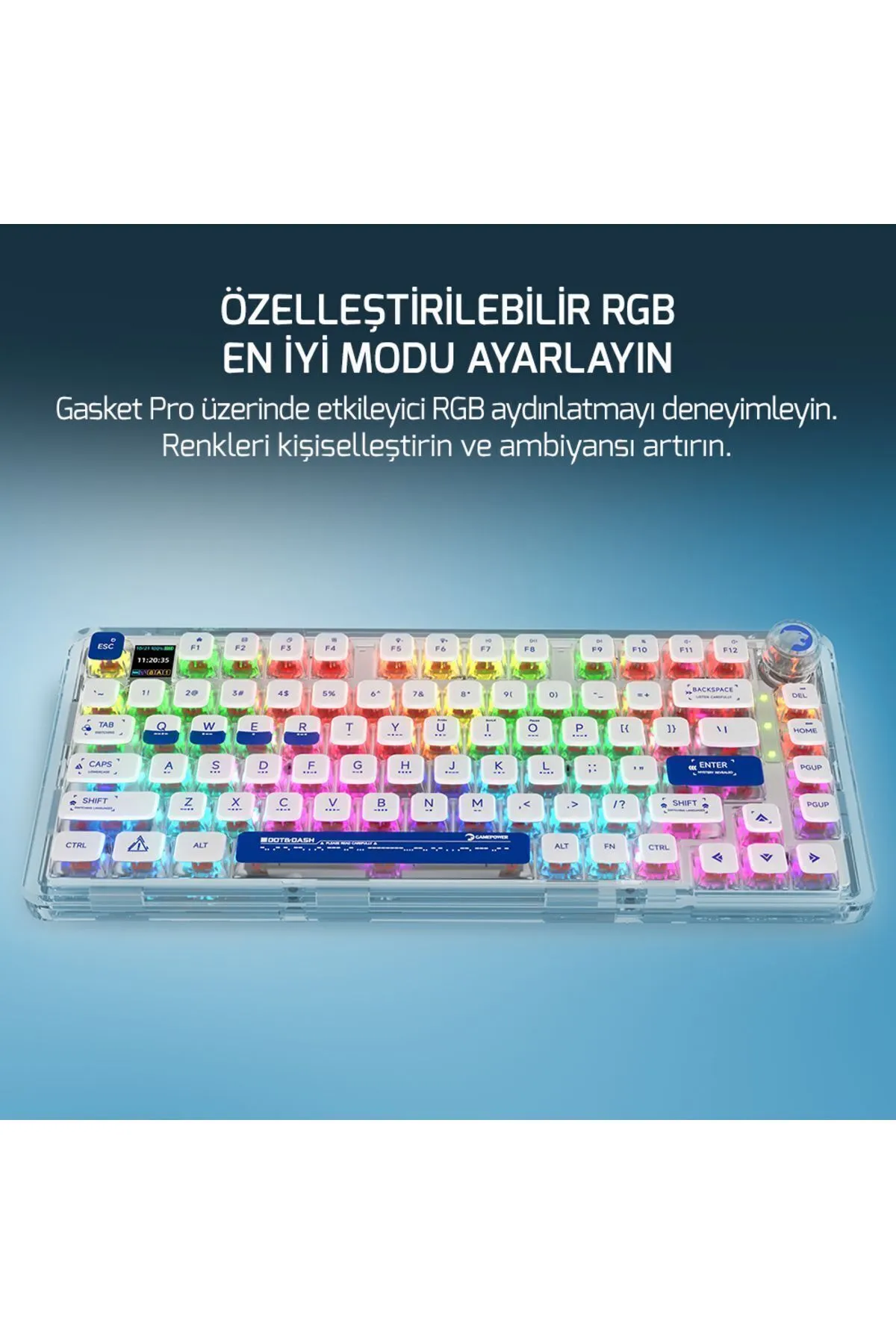 Gamepower Gasket Pro X RGB Wireless/Bluetooth/Kablolu Mekanik Hot-Swap Yağlı Switch Gasket Gaming Klavye