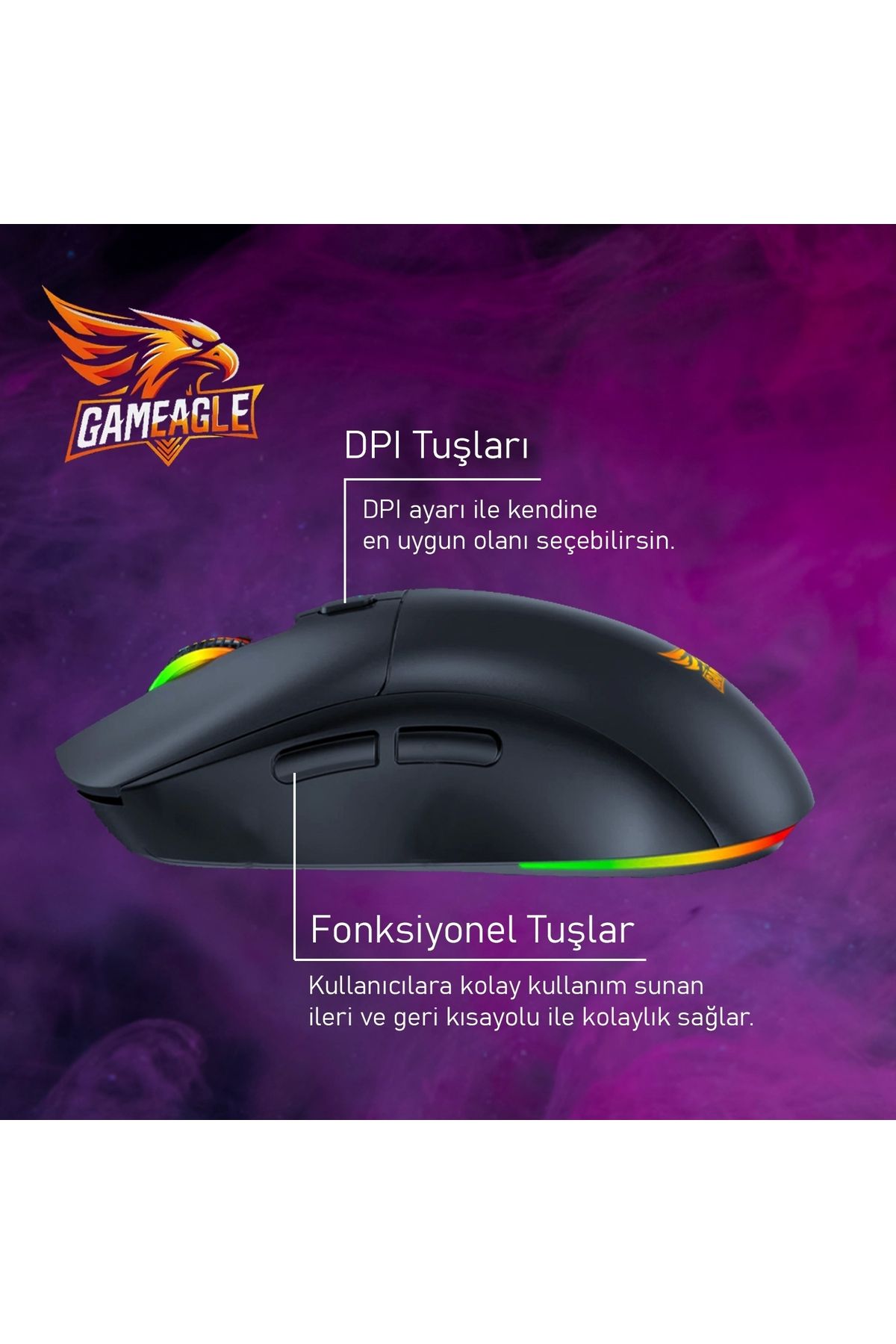 gameagle GE171M Kablolu RGB Oyuncu Optik Mouse (Siyah)