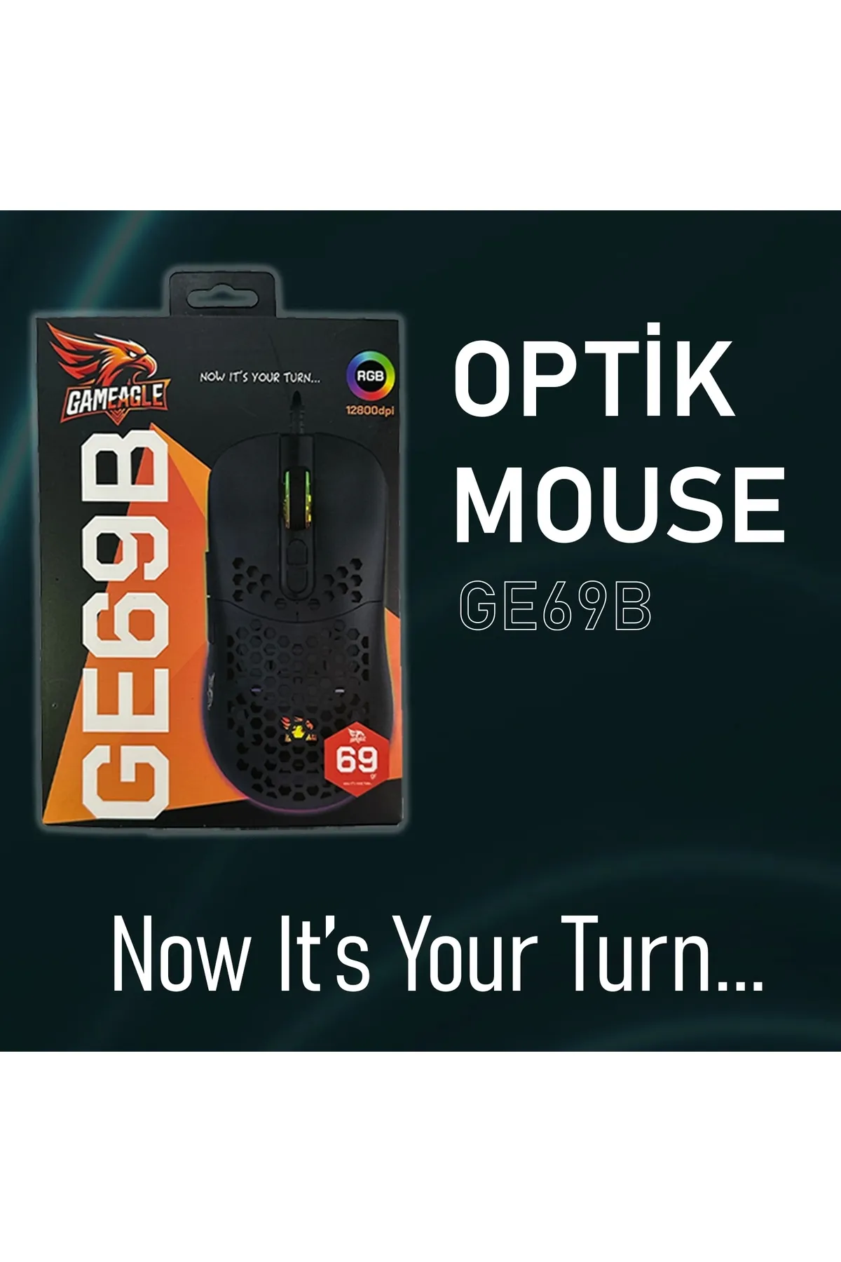 gameagle GE69B Ultra Hafif Kablolu RGB Oyuncu Optik Mouse (Siyah)