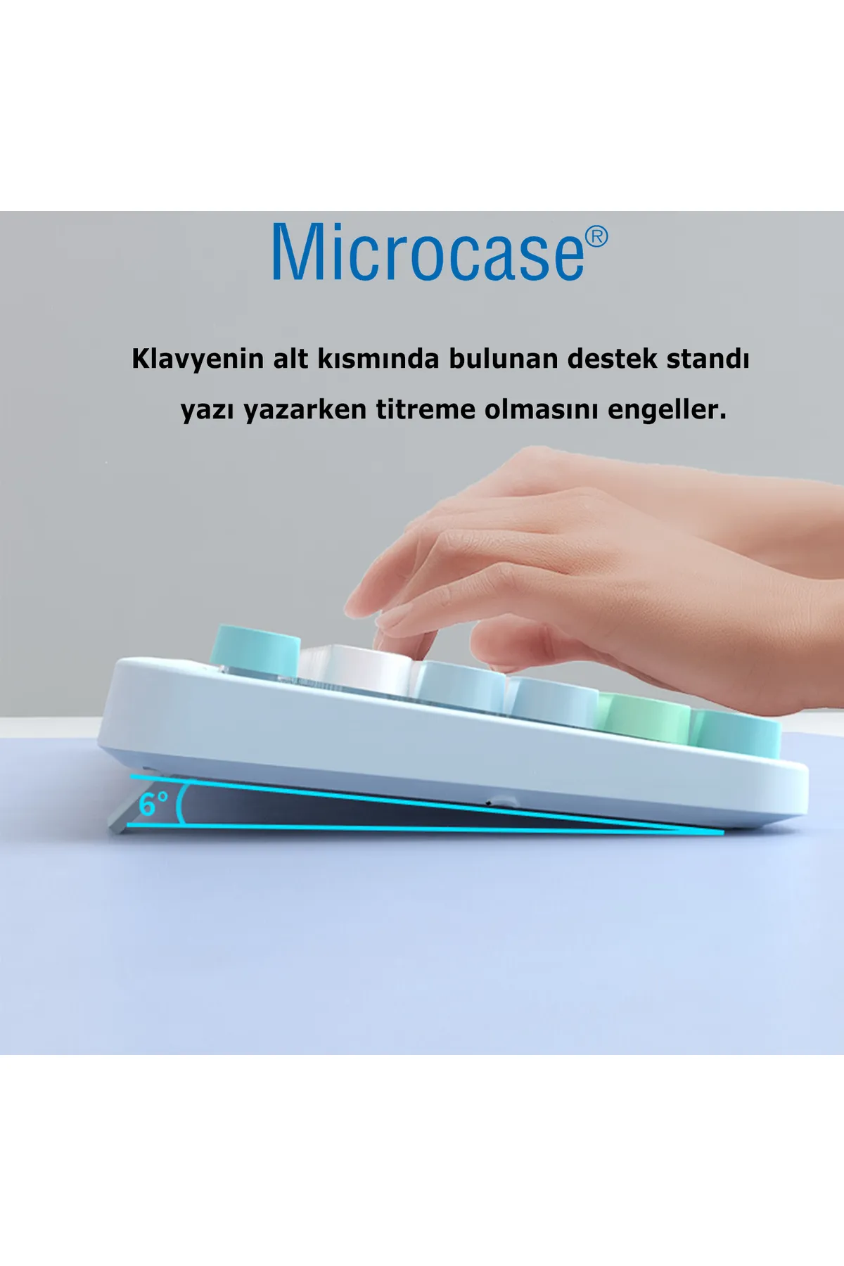 Microcase Geezer Ayıcık Desenli Kablosuz Renkli Yuvarlak Tuşlu Klavye Mouse Set-AL4186