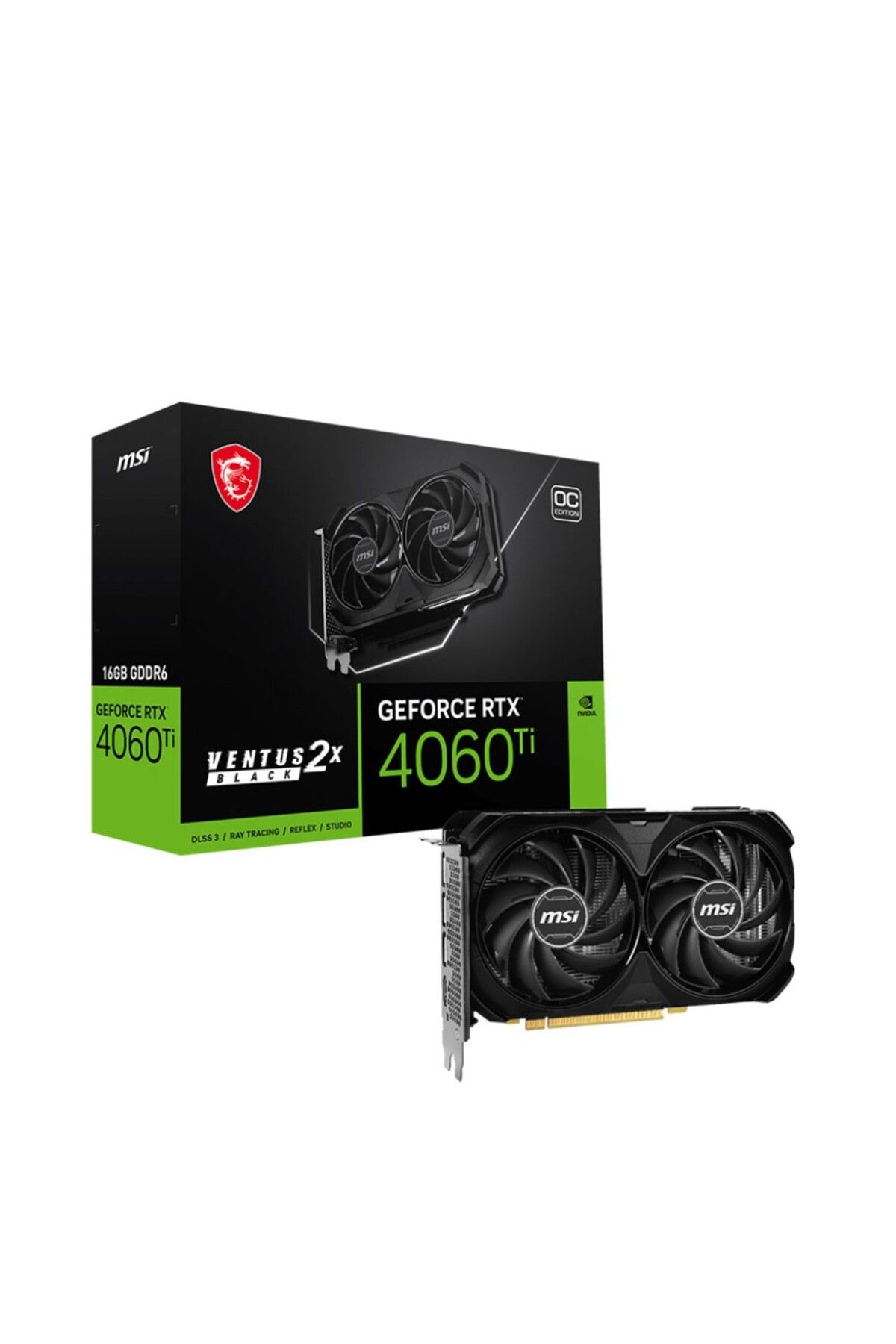 MSI Geforce Rtx 4060 Ti Ventus 2x Black 16gb Oc 128bit Gddr6 Dlss 3 Nvıdıa Ekran Kartı