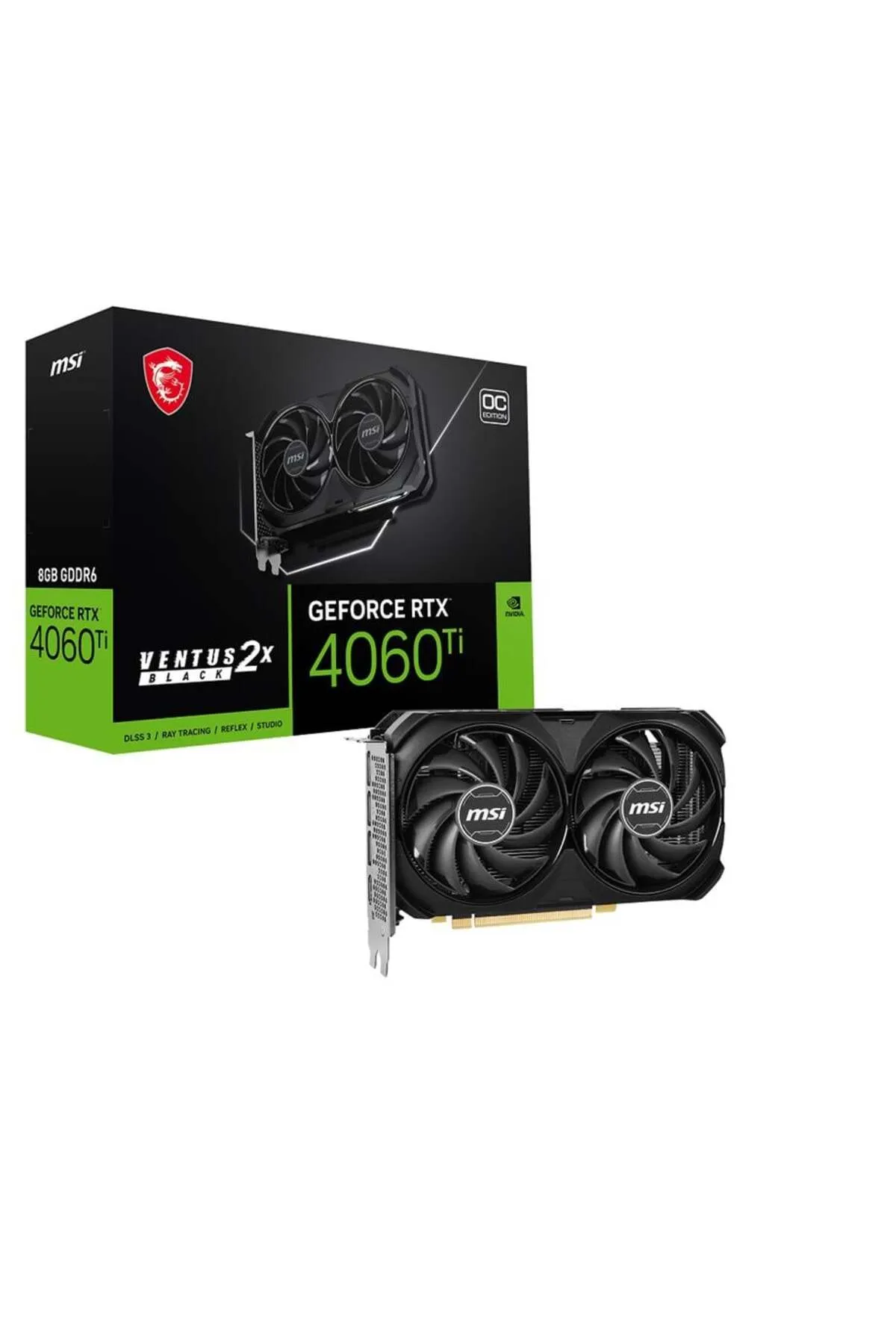 MSI Geforce Rtx 4060 Ti Ventus 2x Black 8g Oc Gddr6 8gb Gddr6 Dp Hdmı 128bit