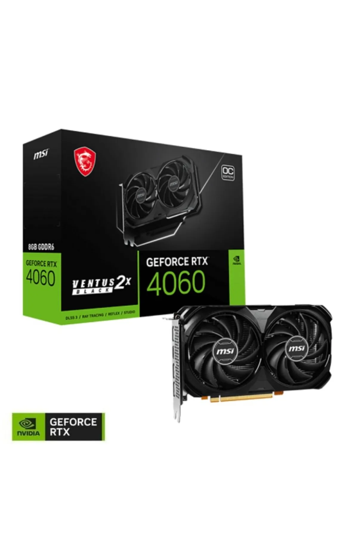 MSI Geforce Rtx 4060 Ventus 2x Black 8g Oc Gddr6 128bit Dx12 Dlss 3 Gaming (OYUNCU) Ekran Kartı