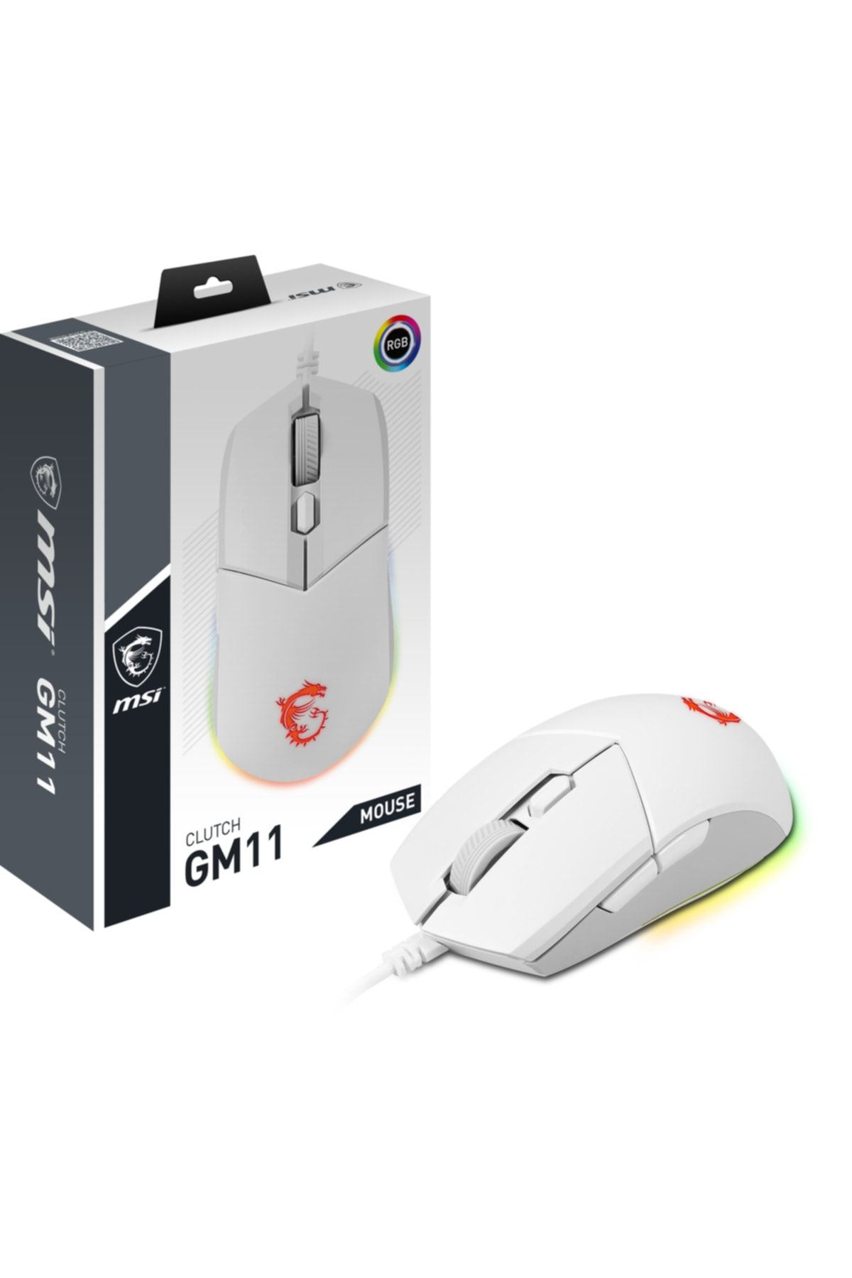 MSI Gg Clutch GM11 White Gaming Mouse 5.000 Dpi Optik Rgb LED Oyuncu Faresi Beyaz