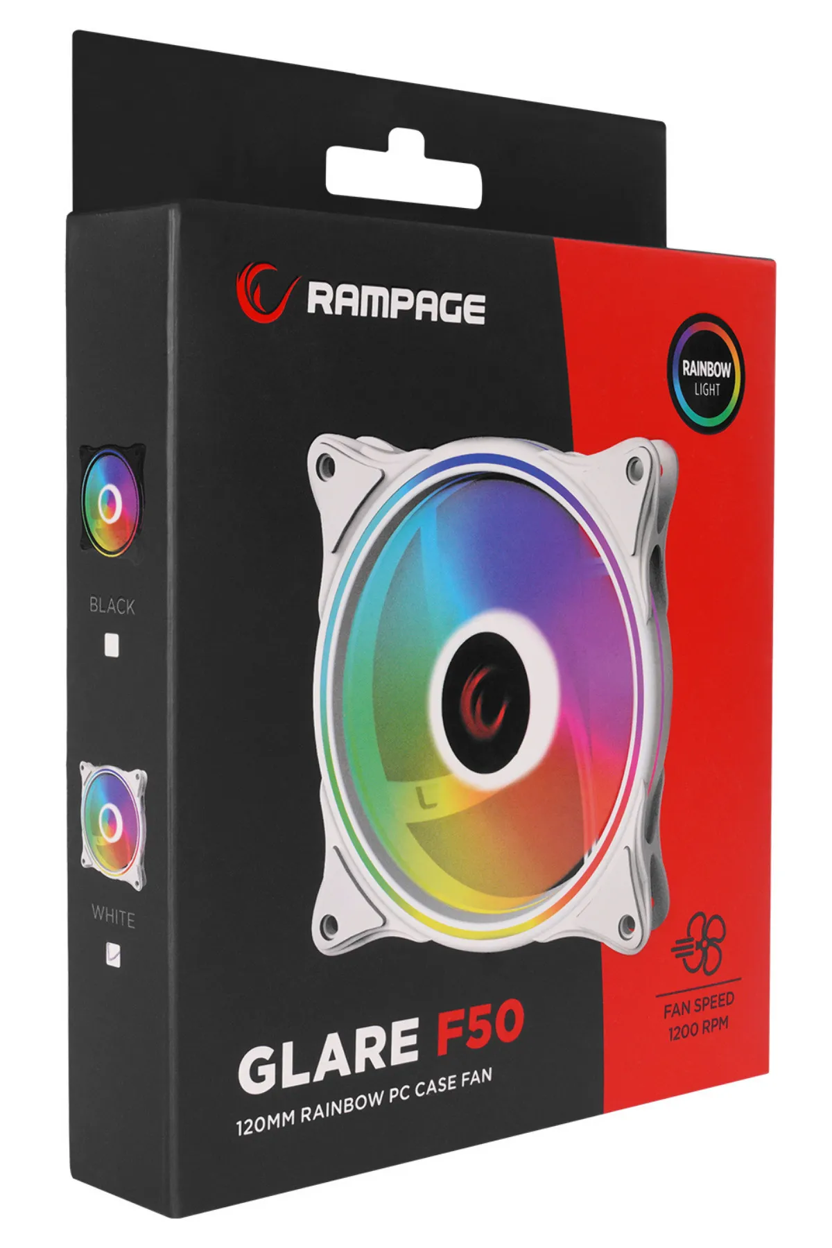 Rampage GLARE F50 38CFM 1200RPM 12cm Rainbow 3P+4P Molex Soketli Beyaz 3 LÜ SET Kasa Fanı