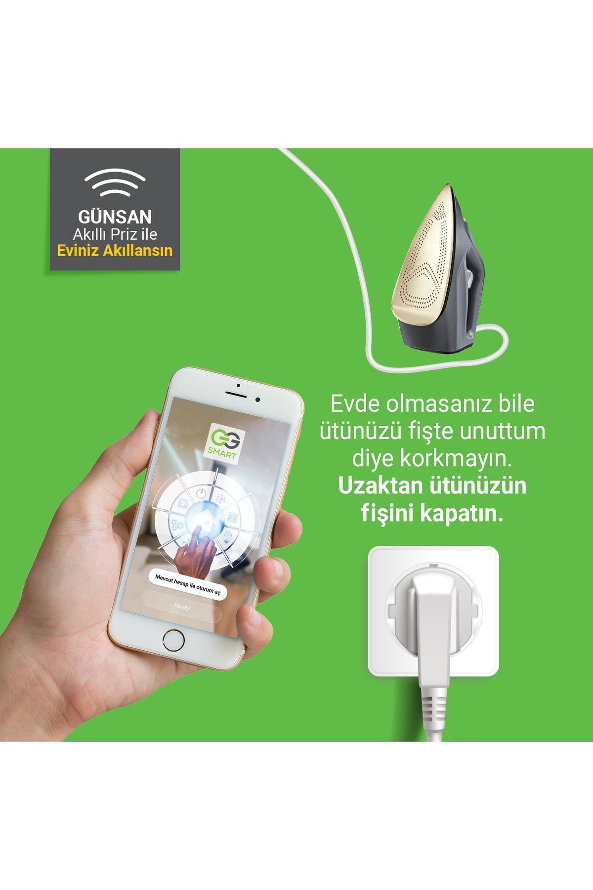 Günsan Elektrik Günsan Wi-fi Kontrollü Akım Korumalı Akıllı Priz 16a Tuya & Smart Life Destekli