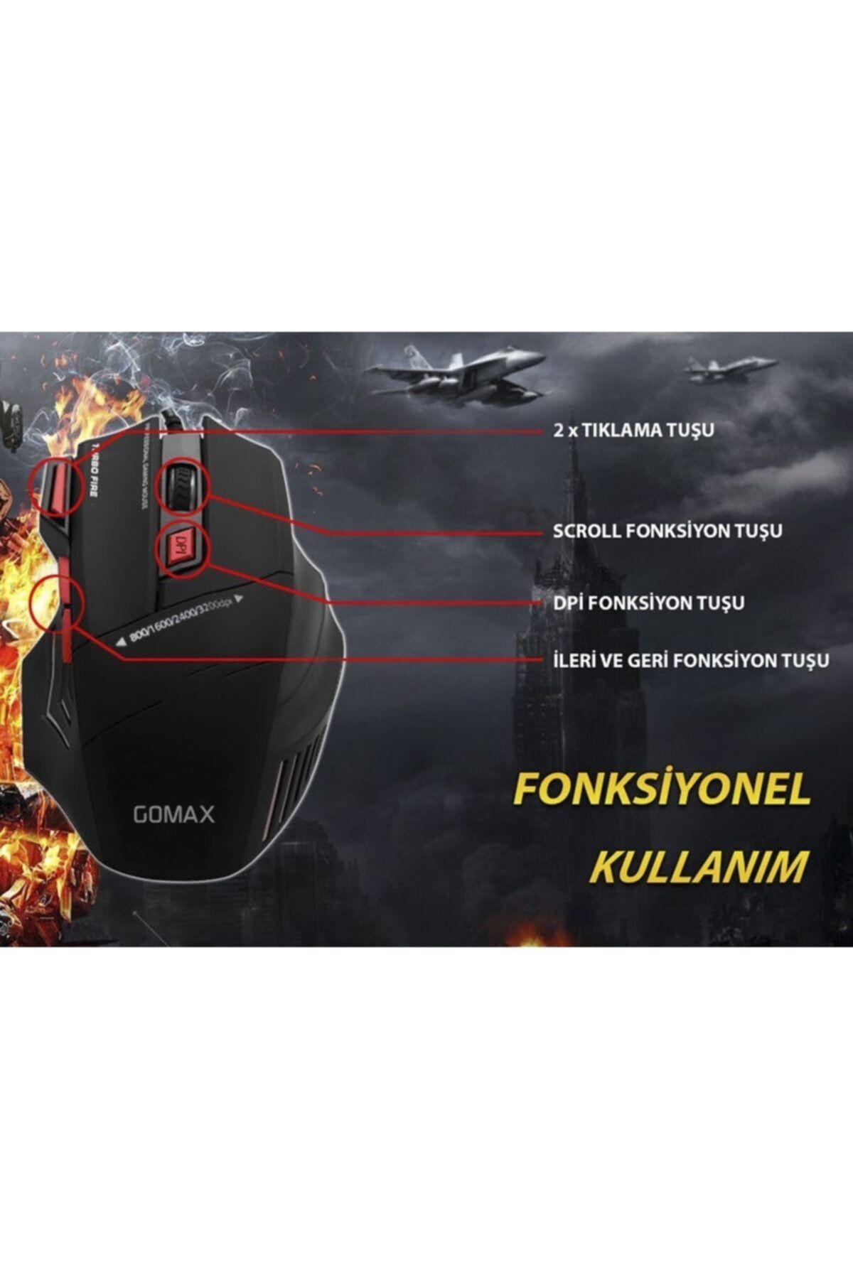 everestyayınevi Gomax M3 Ledli Optik Oyuncu Faresi - Gaming Mouse