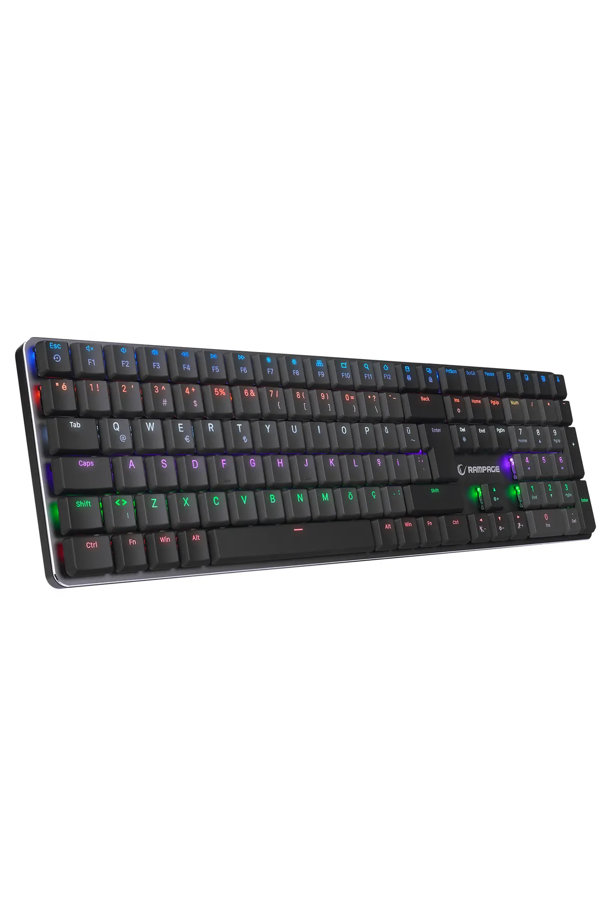 Rampage GRANITE PRO Siyah/Gri Low Profile BLUE SWITCH Q Rainbow Mekanik Gaming Oyuncu Klavye