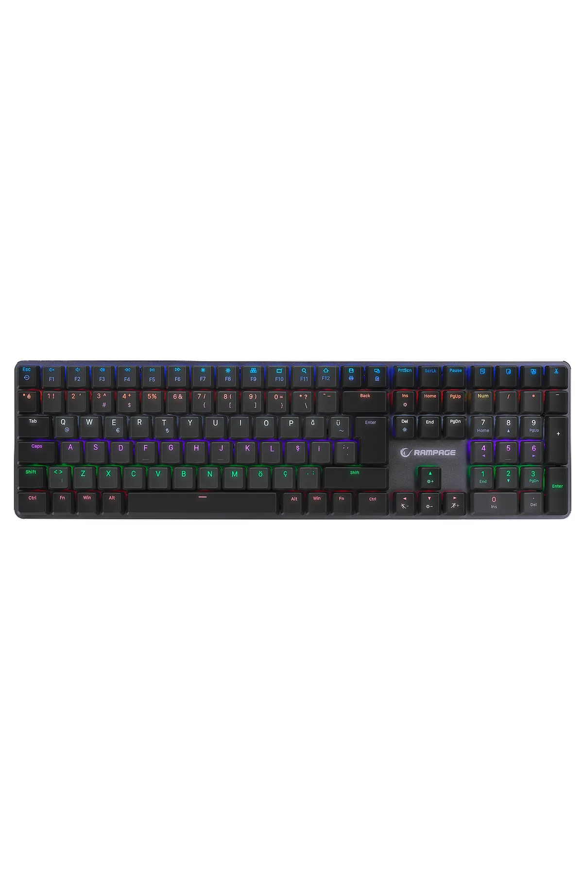 Rampage GRANITE PRO Siyah/Gri Low Profile BLUE SWITCH Q Rainbow Mekanik Gaming Oyuncu Klavye