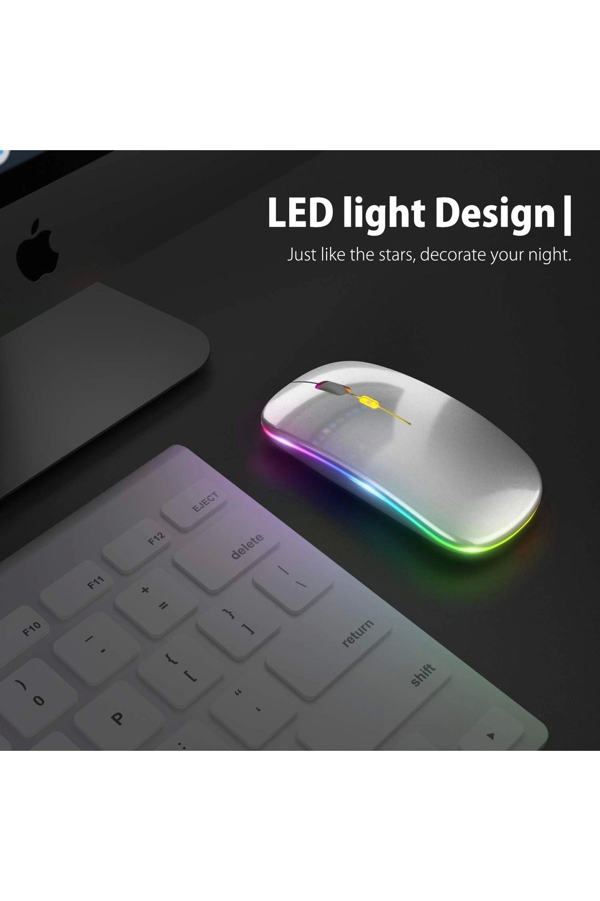 Blackbird Game Center Gri Rgb Şarjlı Kablosuz 1600dpı Işıklı Kablosuz Sessiz Mouse Bwm6