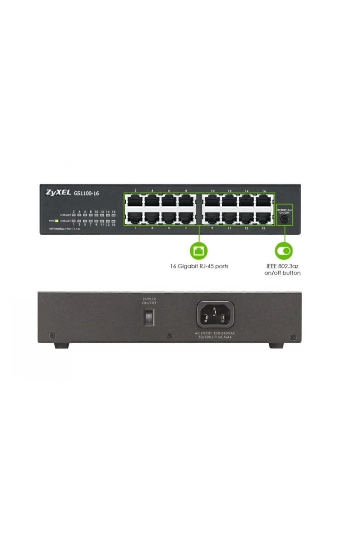 Zyxel Gs1100-16 16 Port 10-100-1000 Mbps Switch